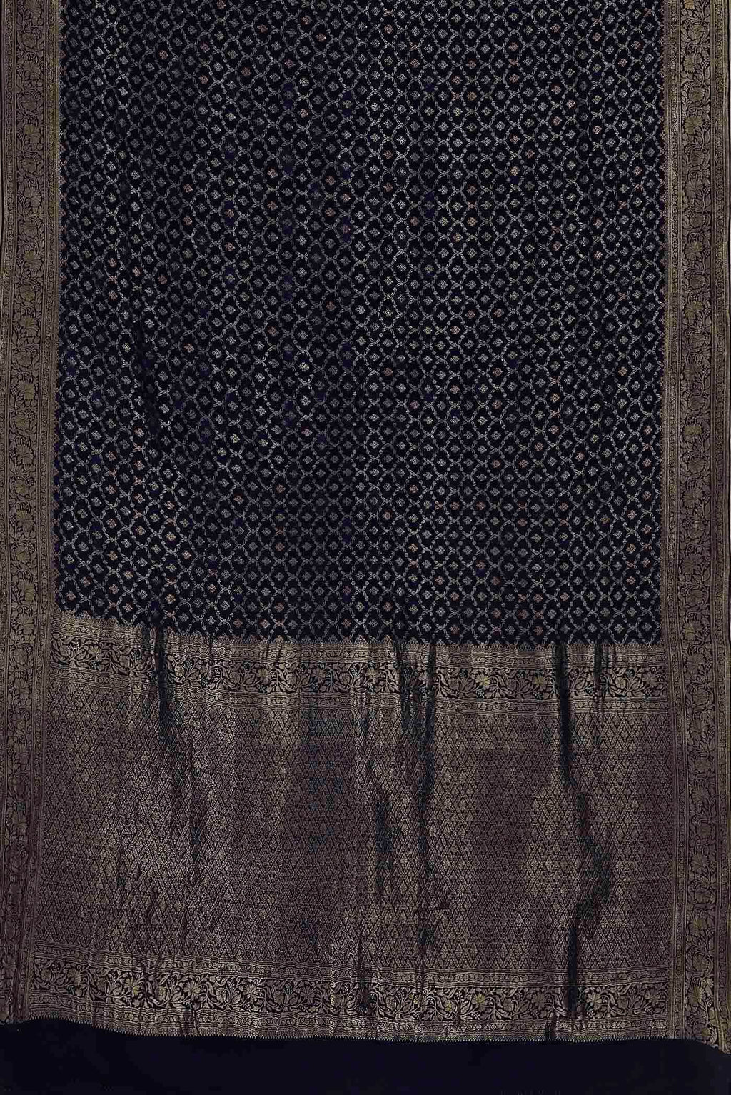 Navy Blue Mysore Crepe Saree