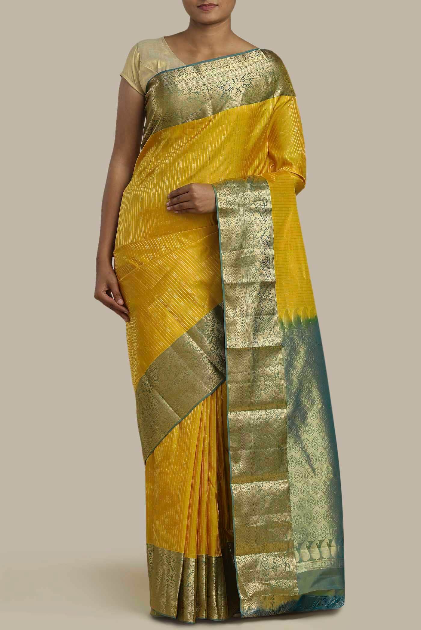 Mustard Kanchipuram Silk Saree