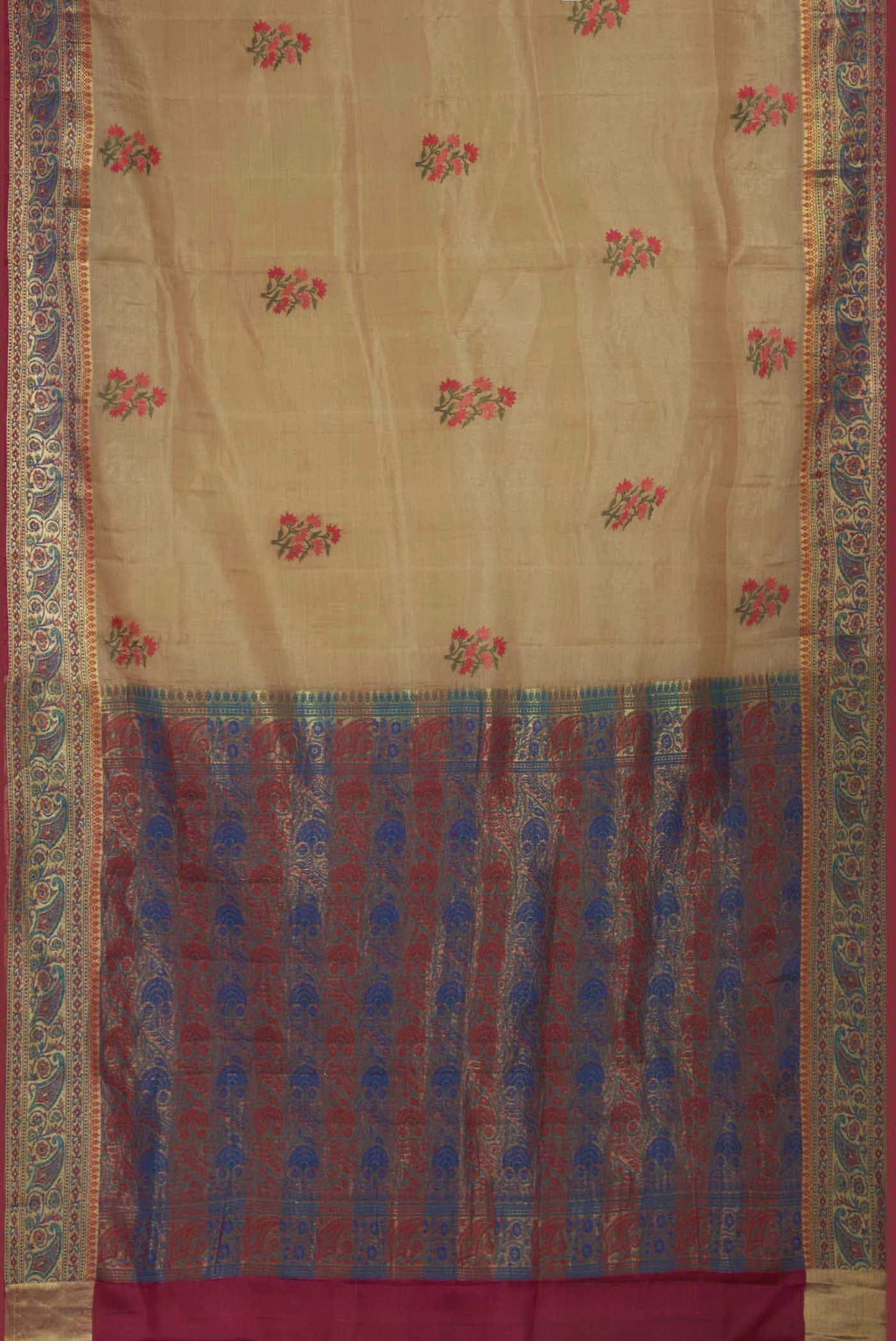 Beige Banarasi Tussar Silk Saree