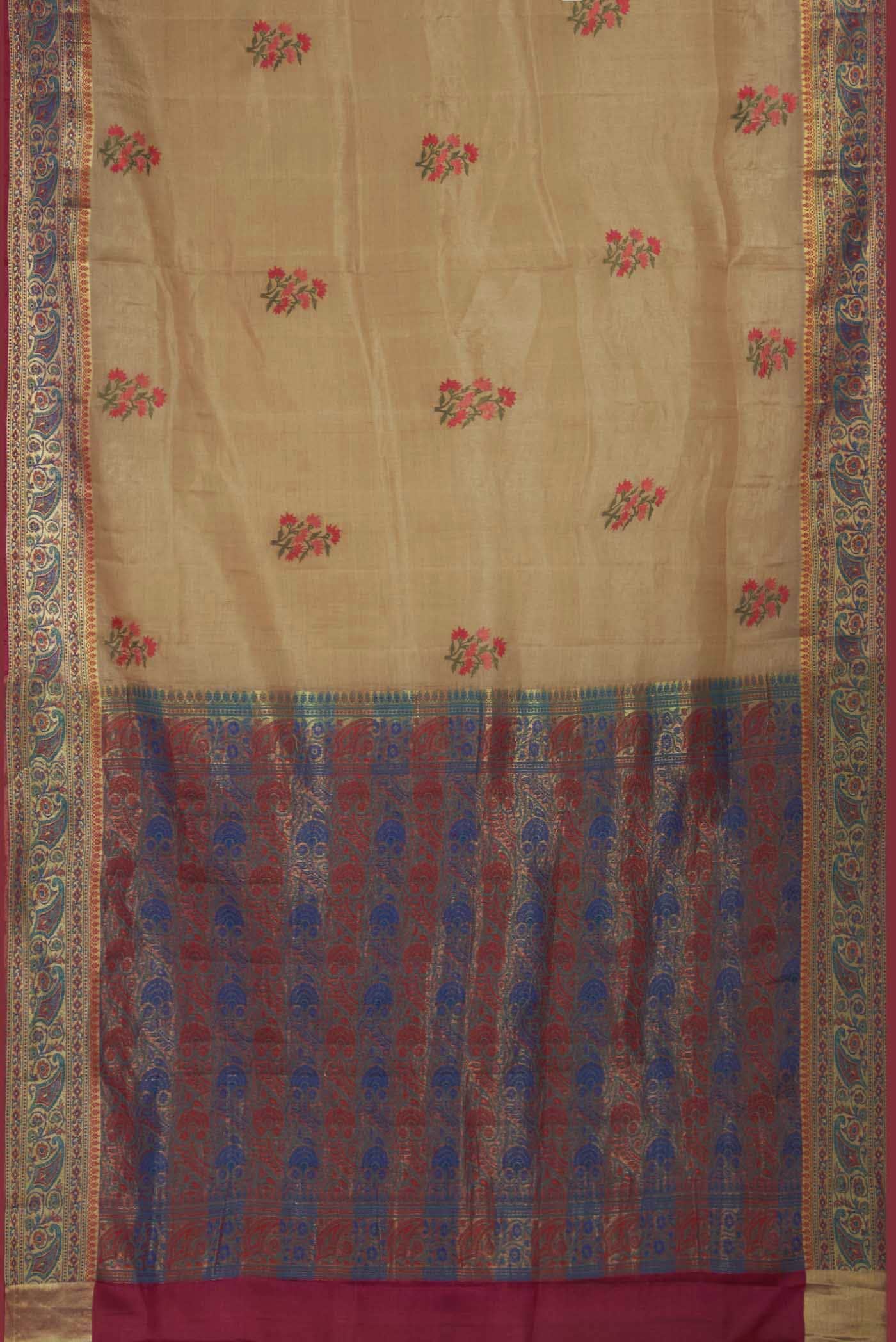 Beige Banarasi Tussar Silk Saree