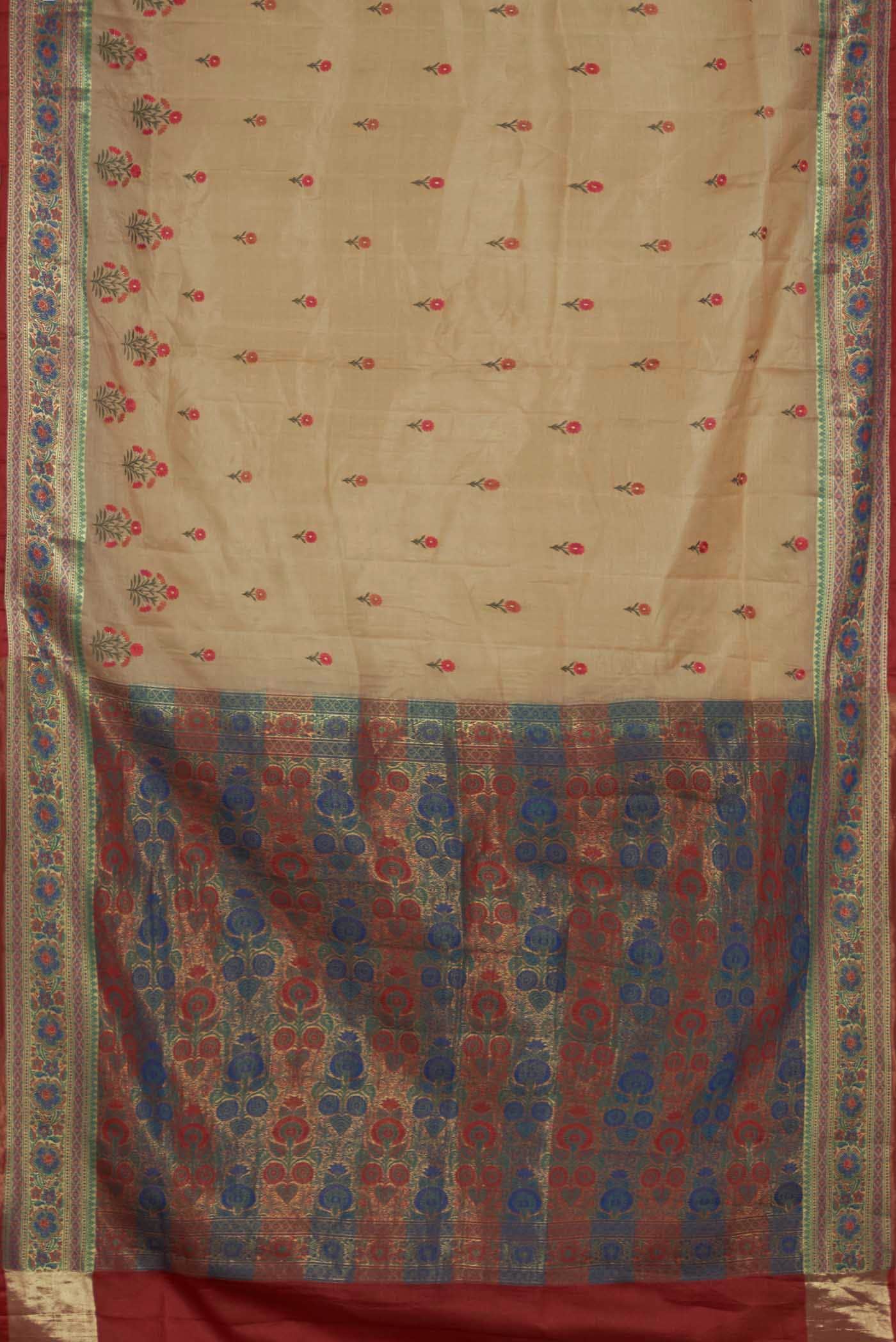 Beige Banarasi Tussar Silk Saree
