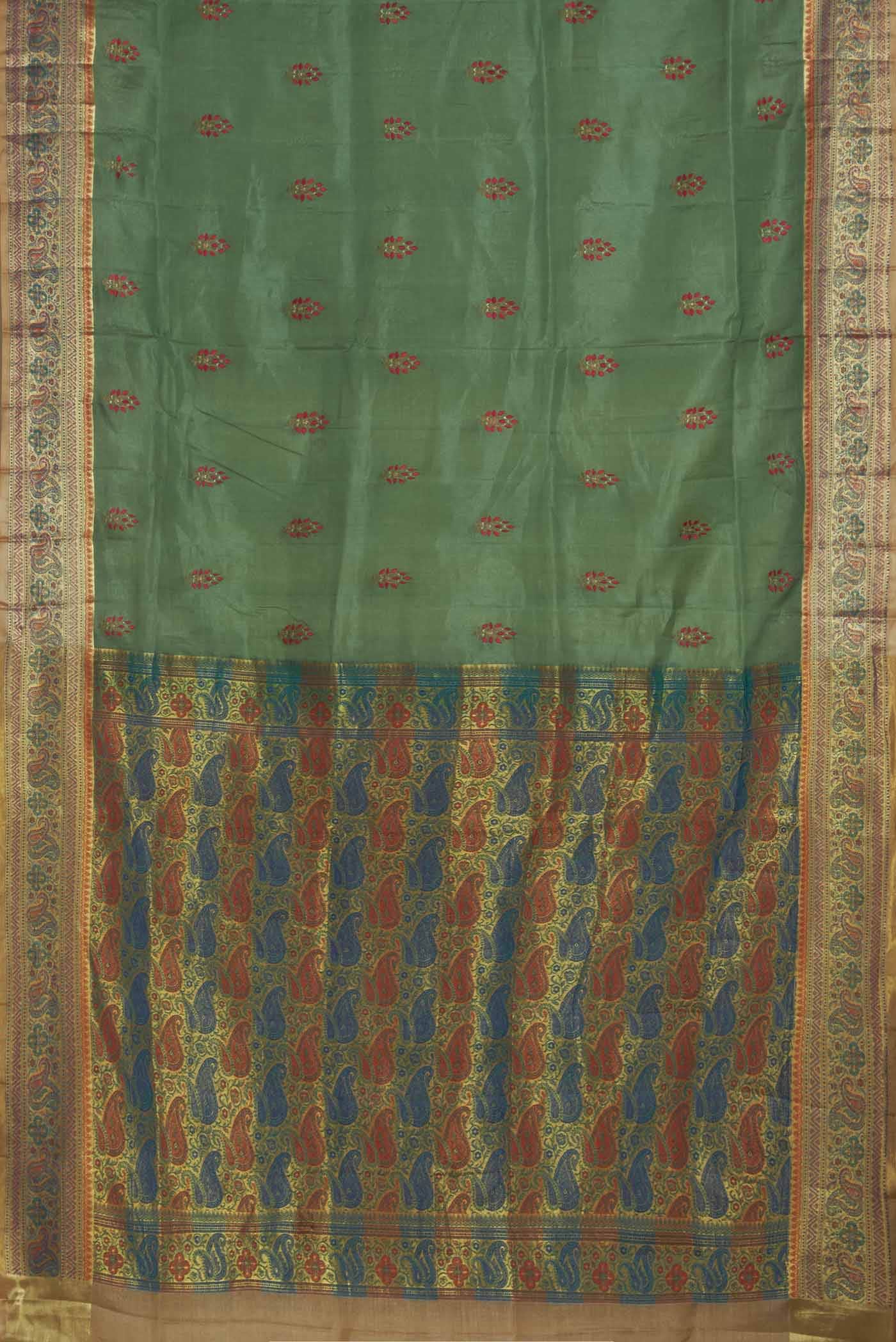 Green Banarasi Tussar Silk Saree
