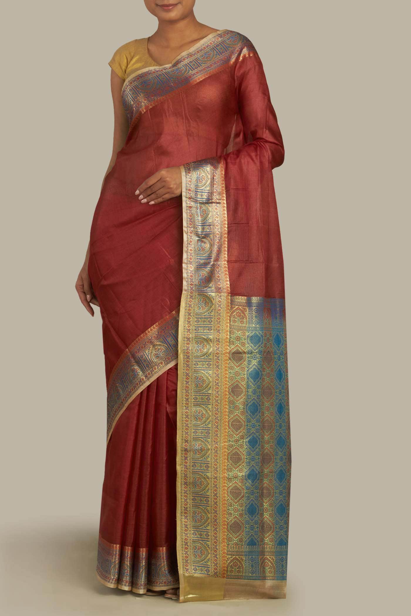Green Banarasi Tussar Silk Saree