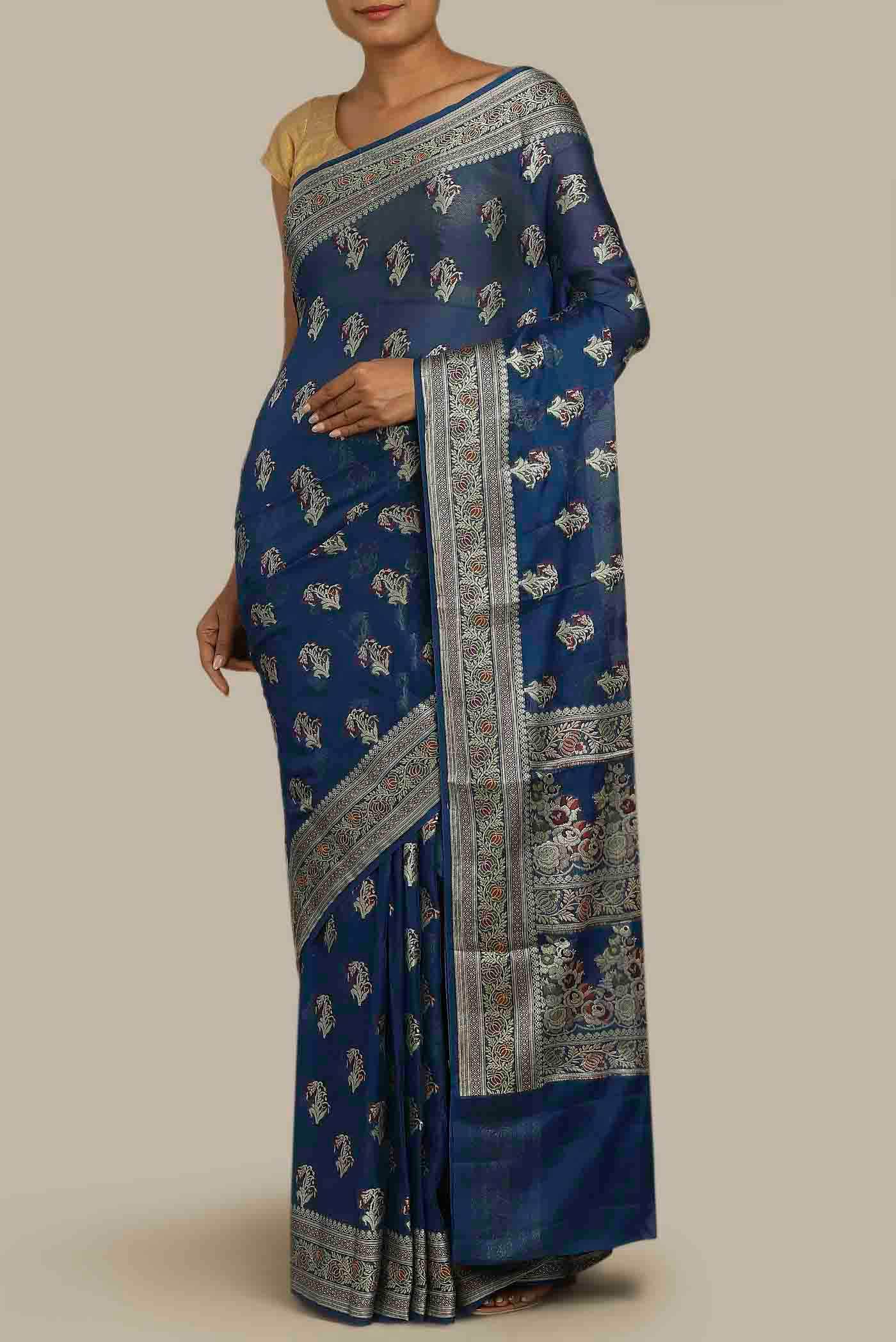 Blue Banarasi Georgette Saree