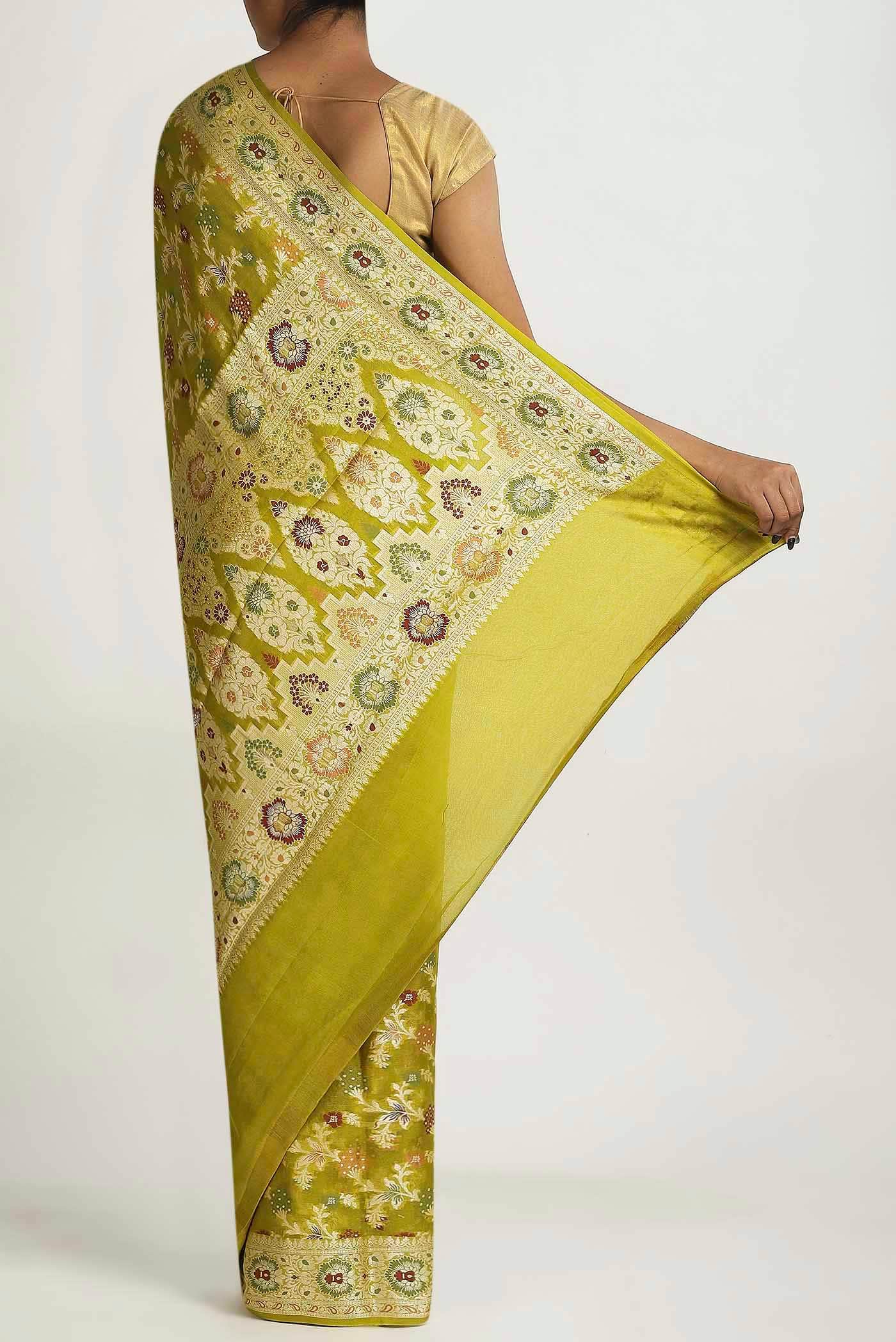 Green Banarasi Georgette Saree