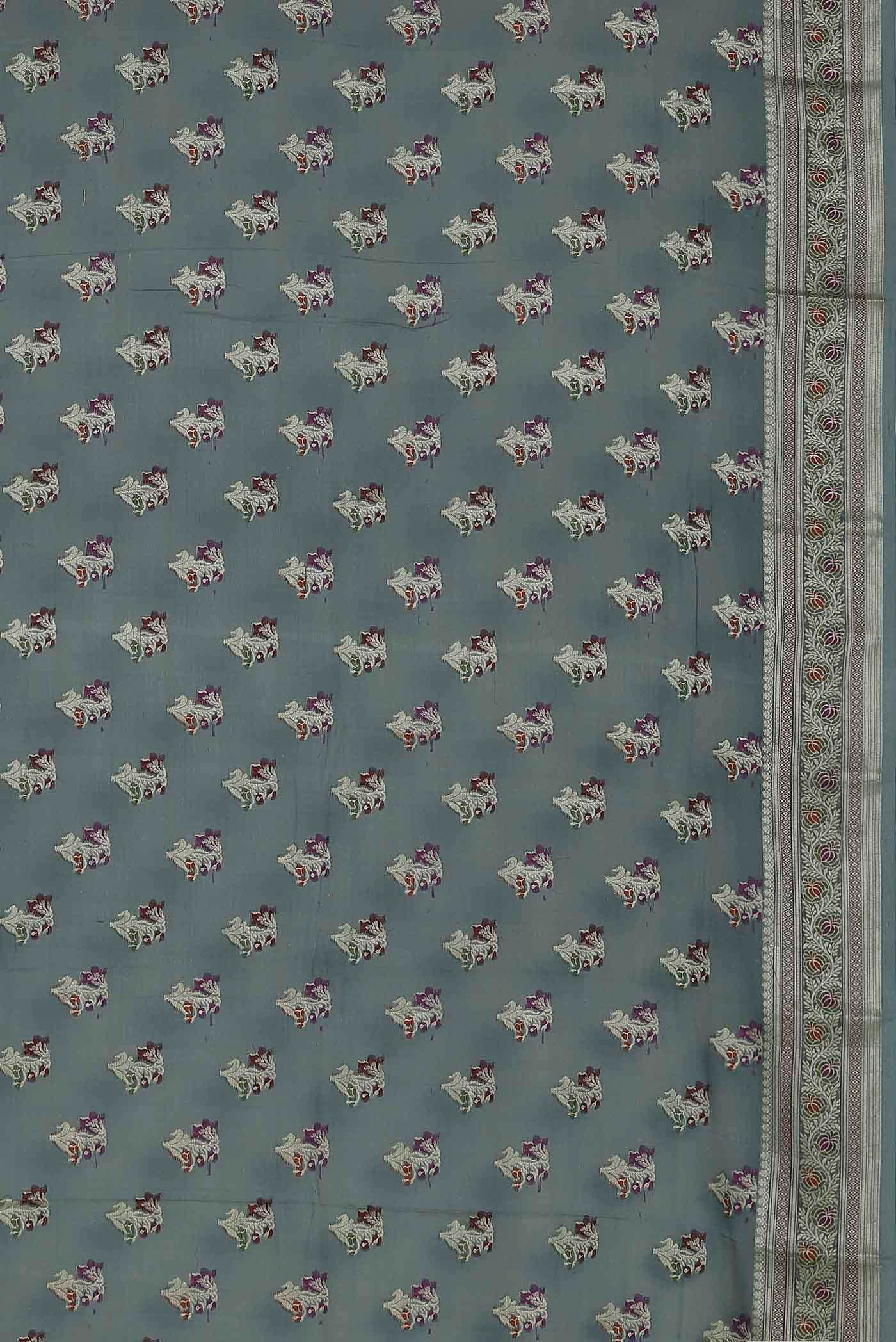 Blue Grey Banarasi Georgette Saree