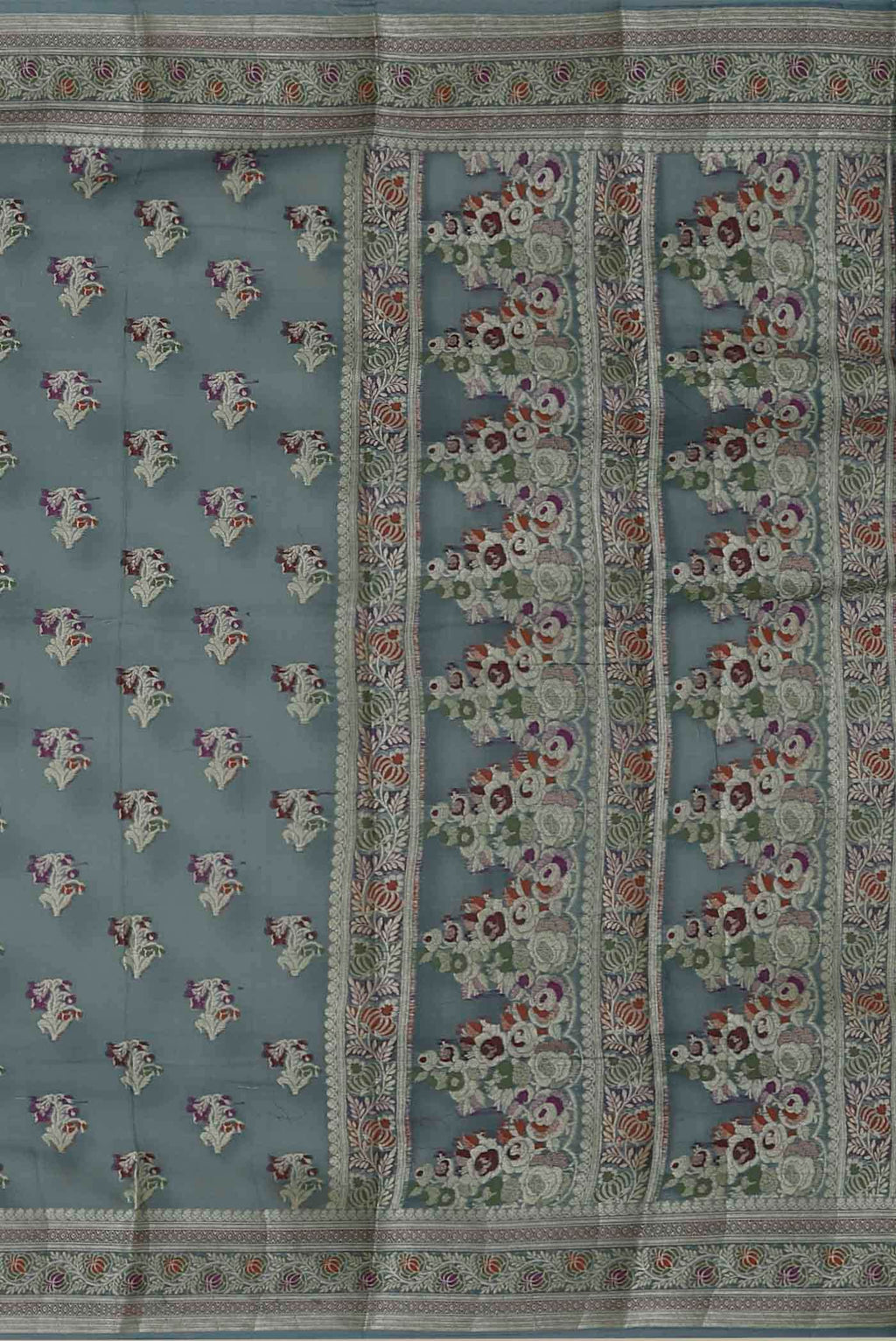 Blue Grey Banarasi Georgette Saree