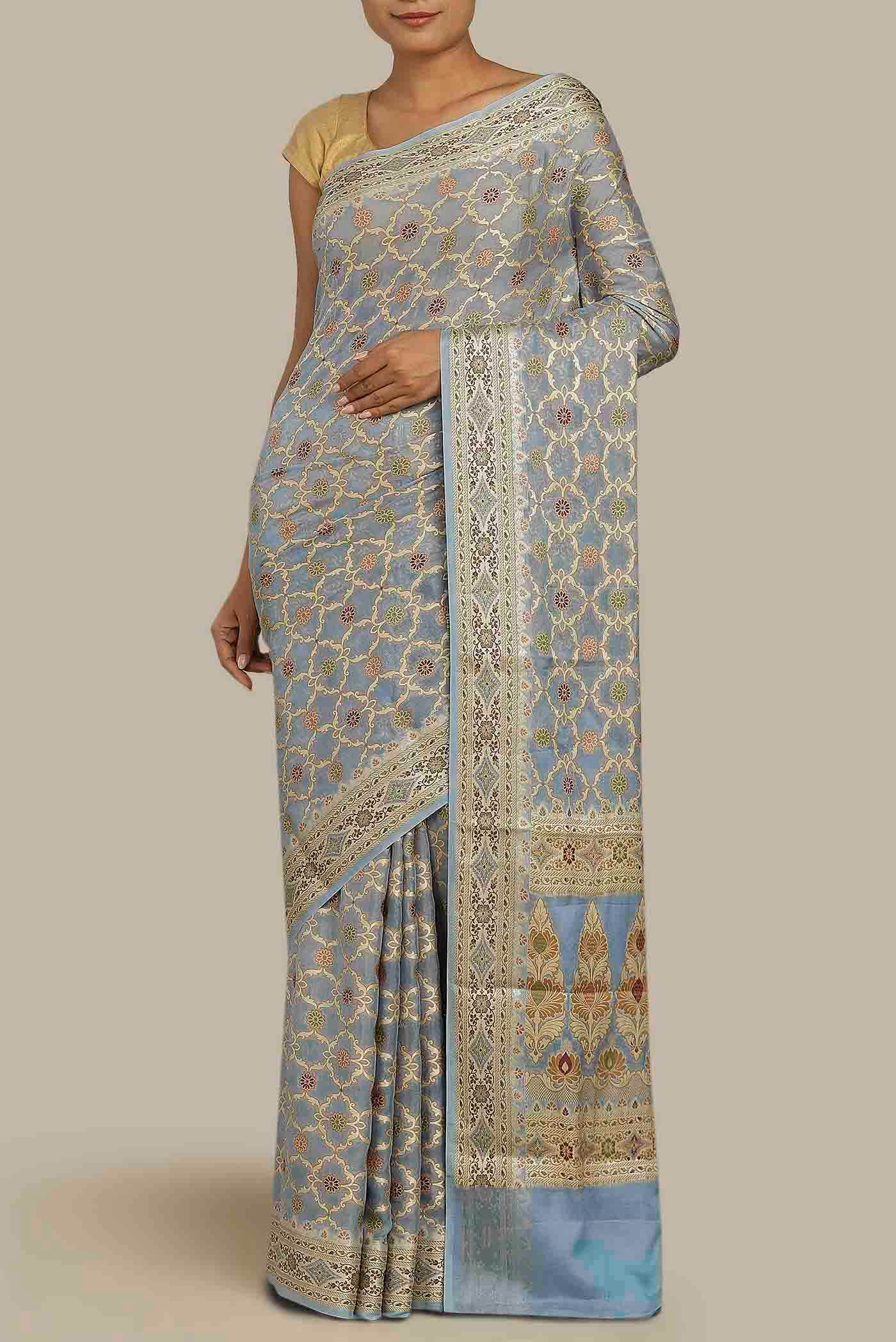 Blue Banarasi Georgette Saree
