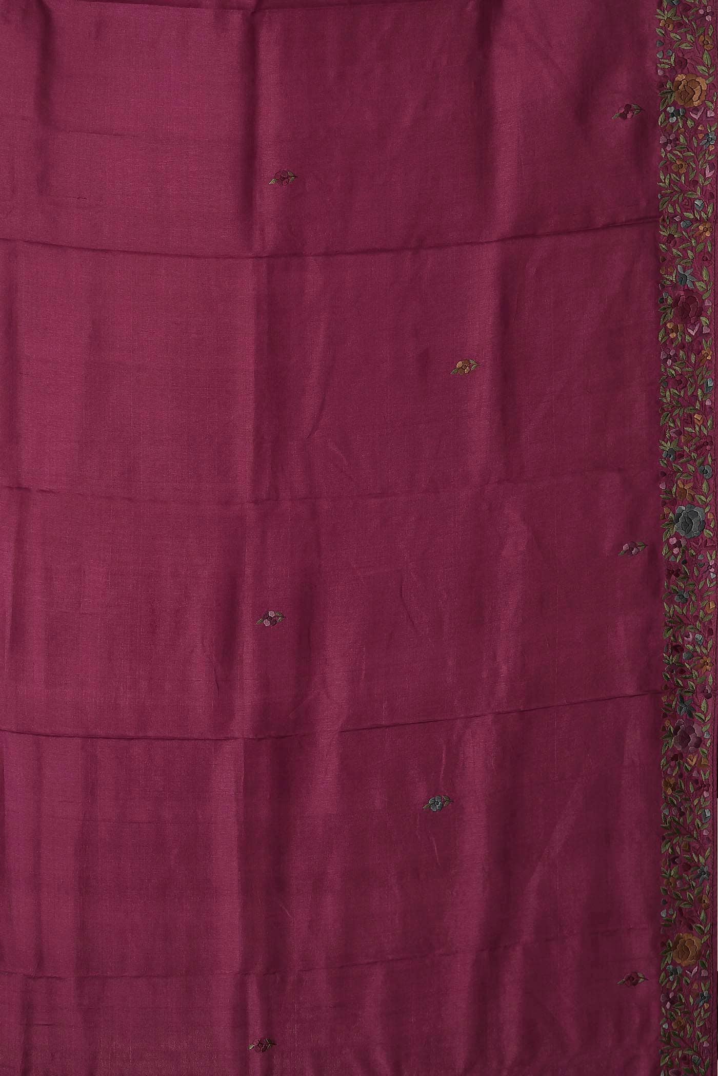 Maroon Tussar Silk Saree