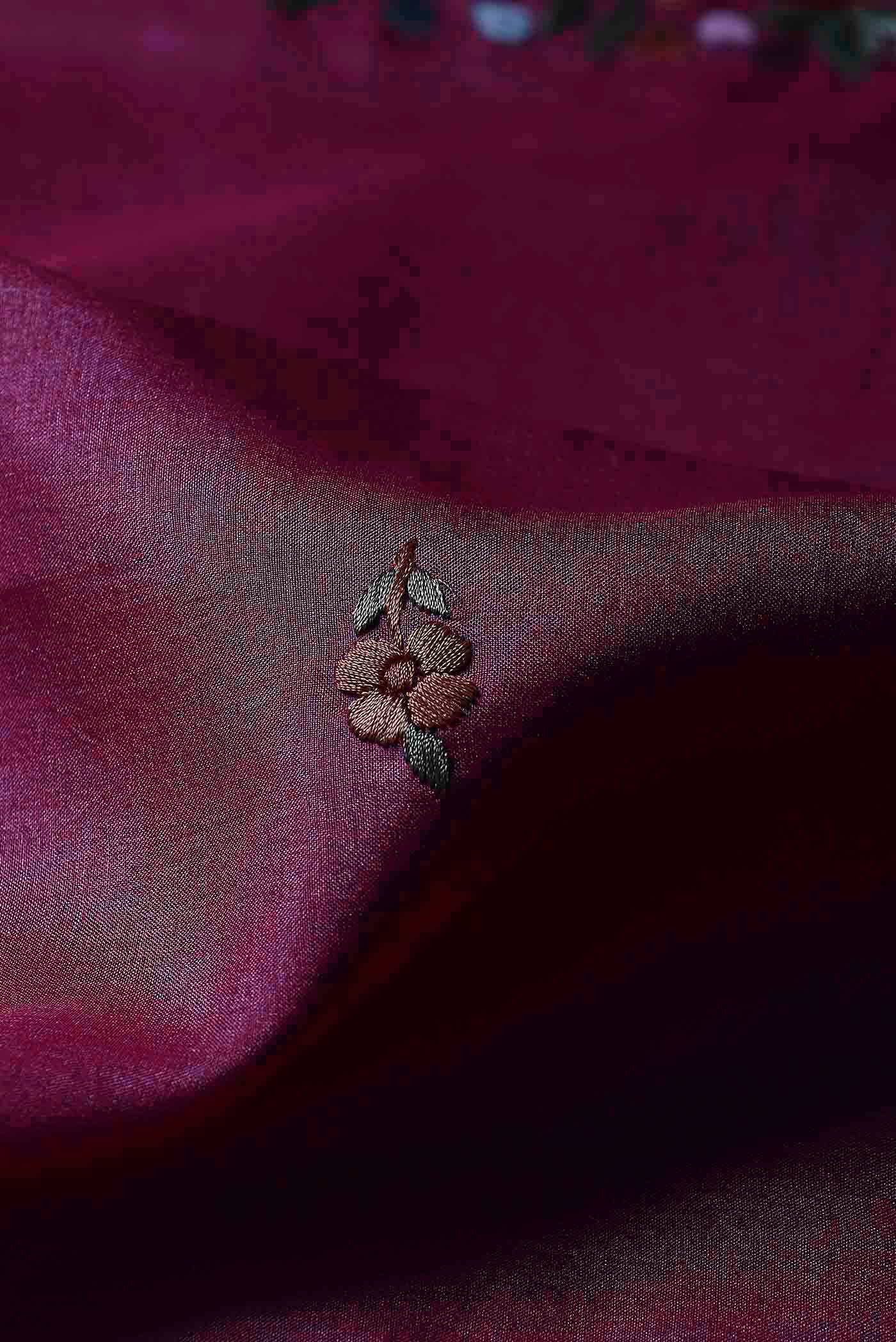 Maroon Tussar Silk Saree