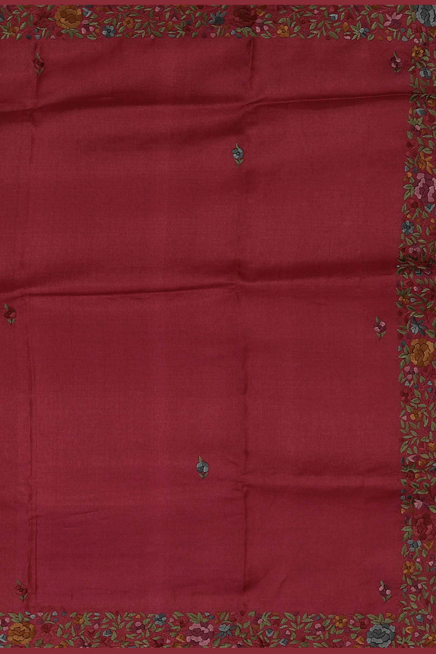Maroon Tussar Silk Saree