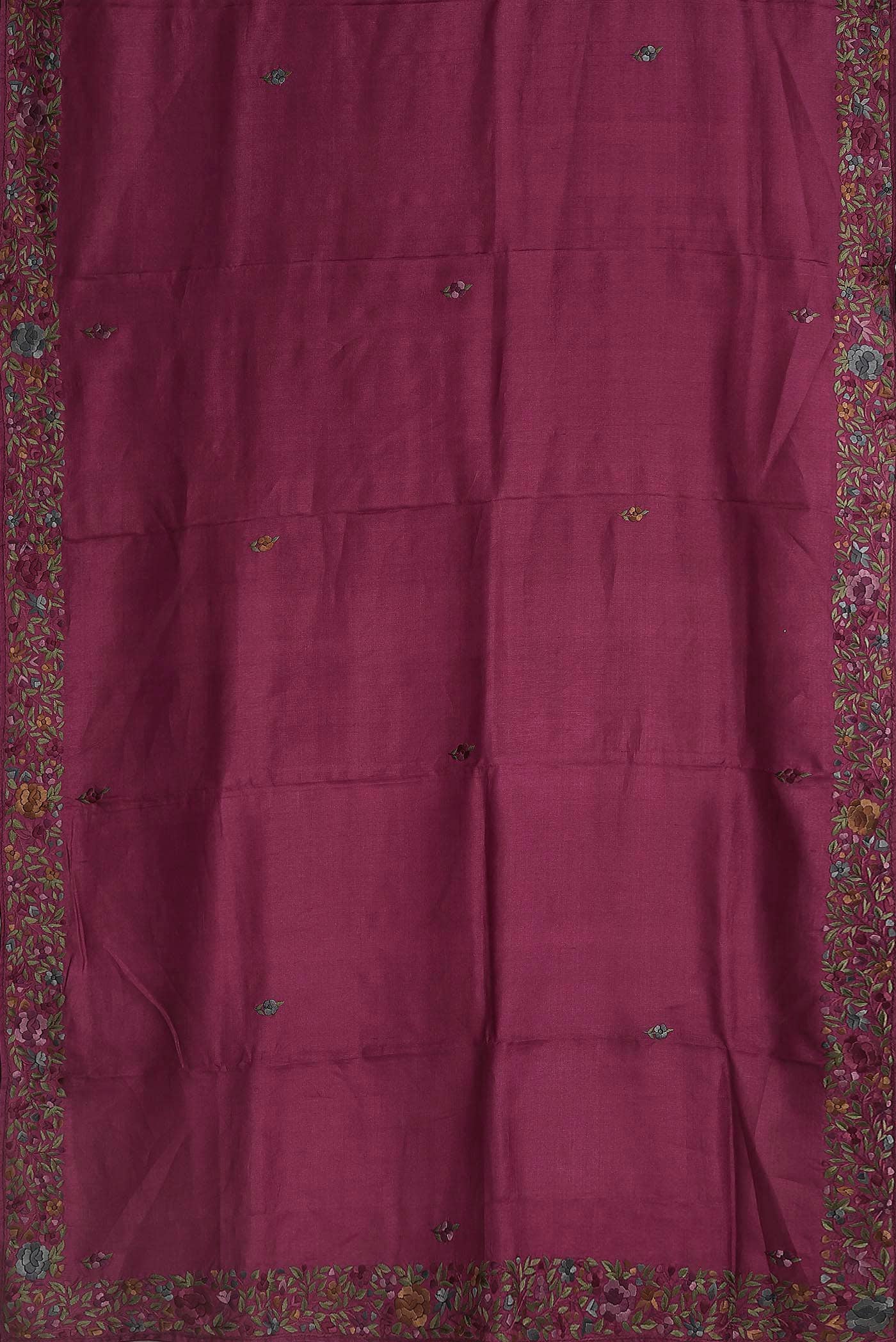 Maroon Tussar Silk Saree