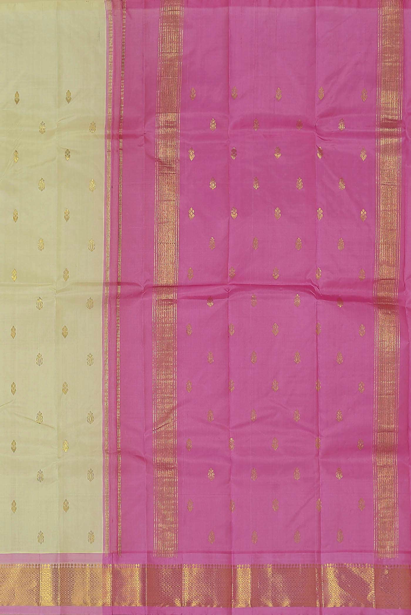 Cream Kanchipuram Silk Saree