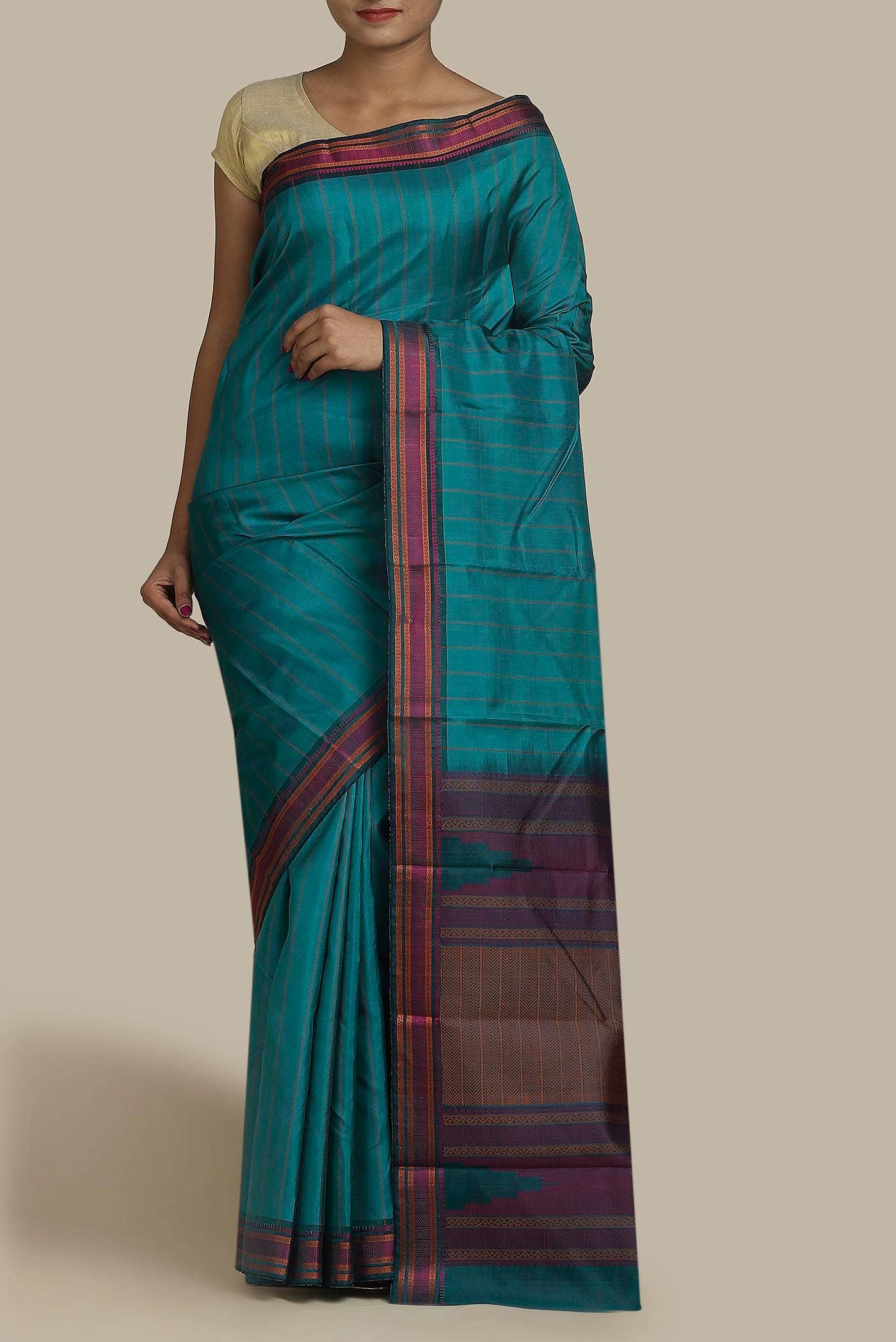 Blue Kanchipuram Silk Saree