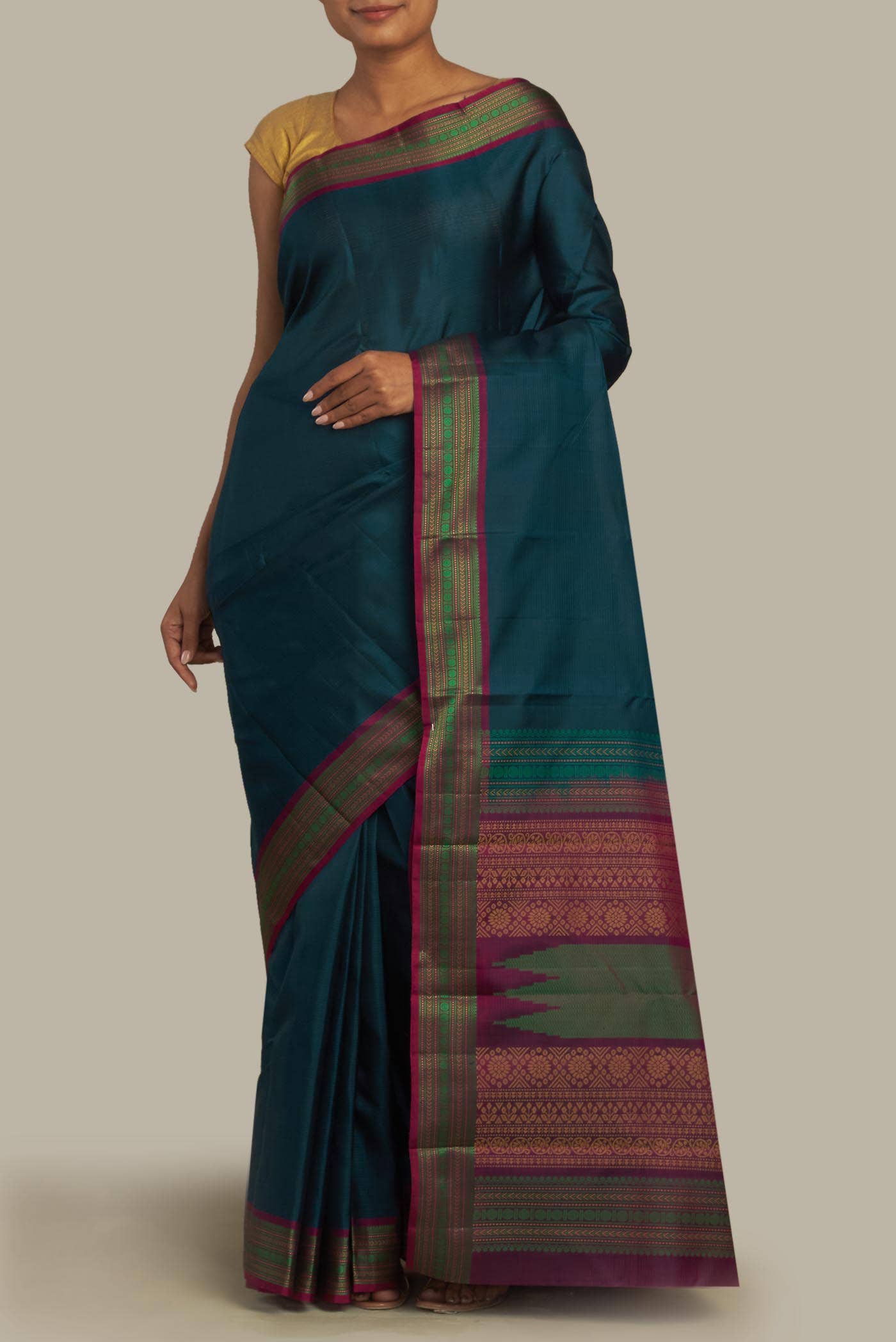 Blue Kanchipuram Silk Saree