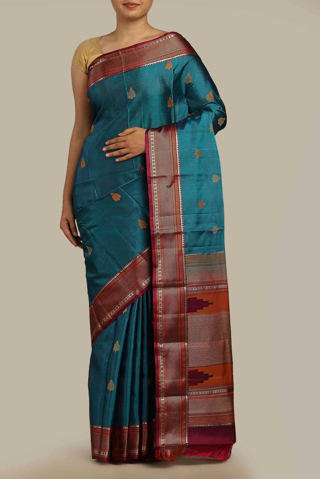 Blue Kanchipuram Silk Saree