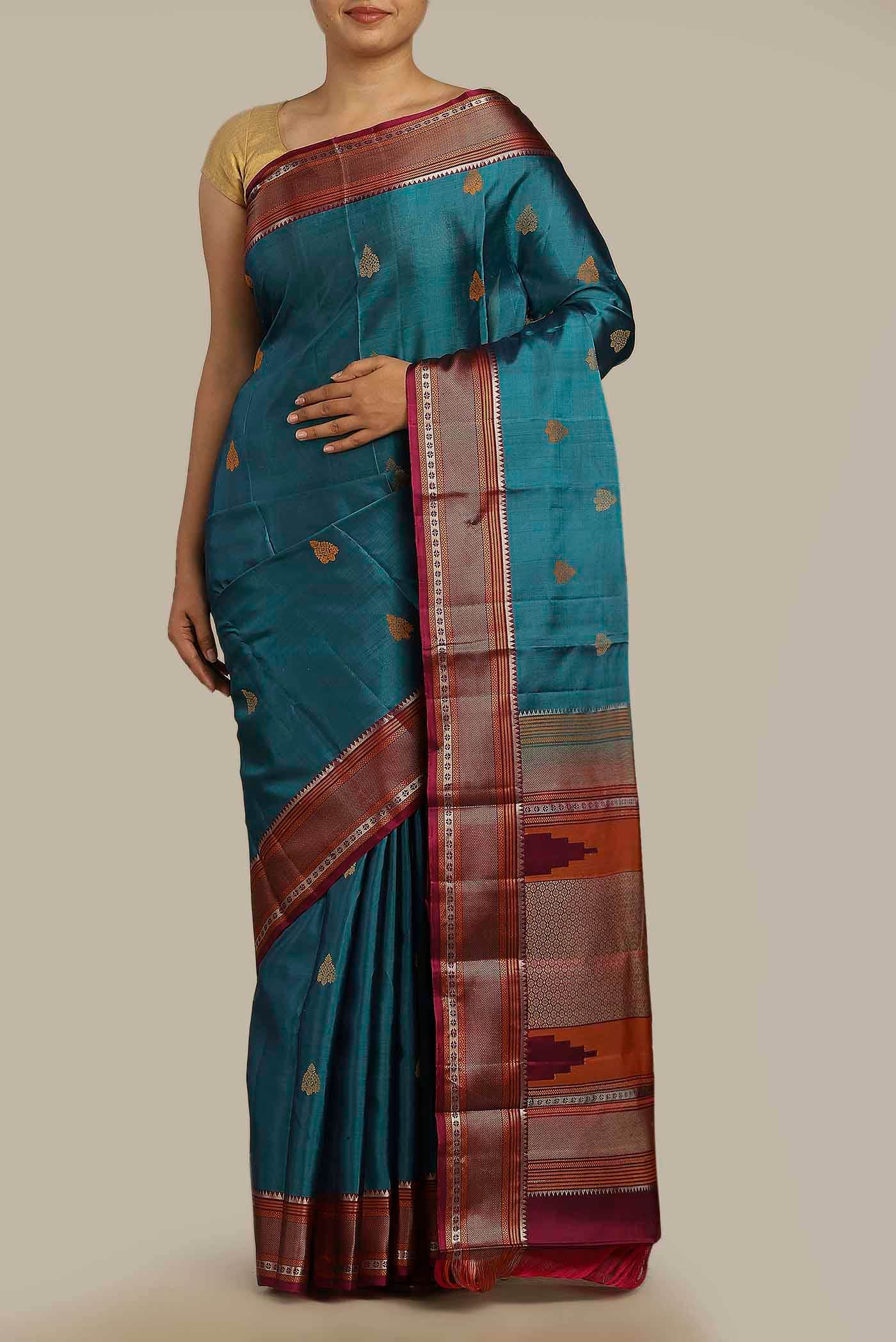 Blue Kanchipuram Silk Saree