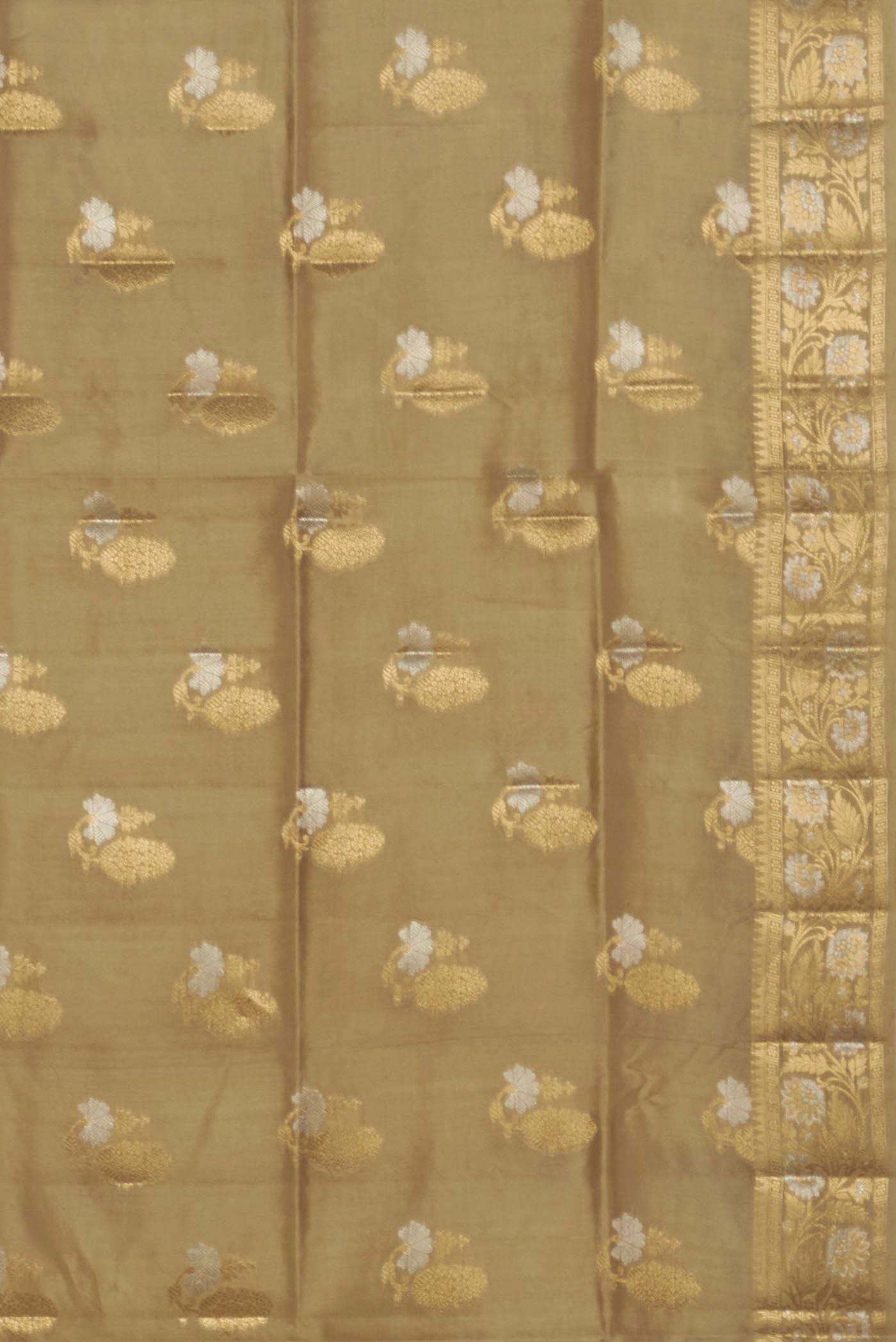 Beige Banarasi Tussar Silk Saree