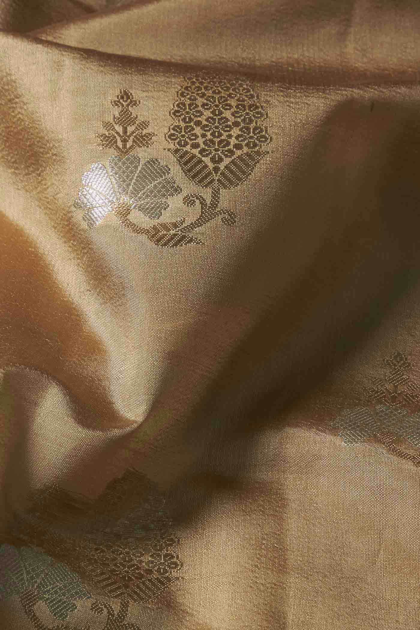 Beige Banarasi Tussar Silk Saree