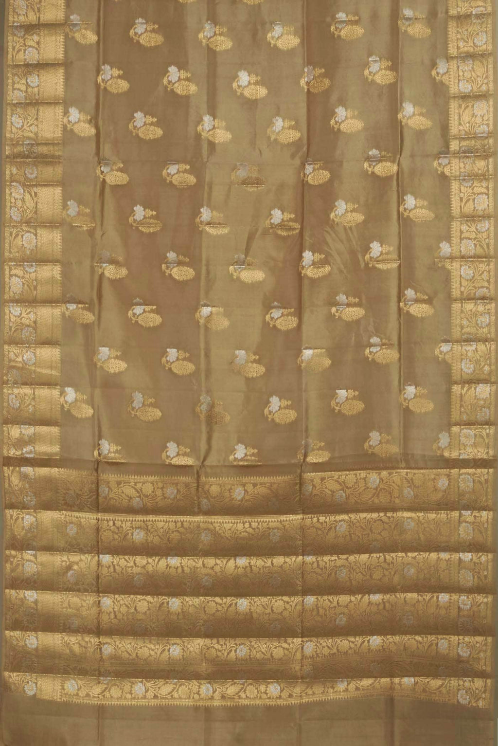 Beige Banarasi Tussar Silk Saree