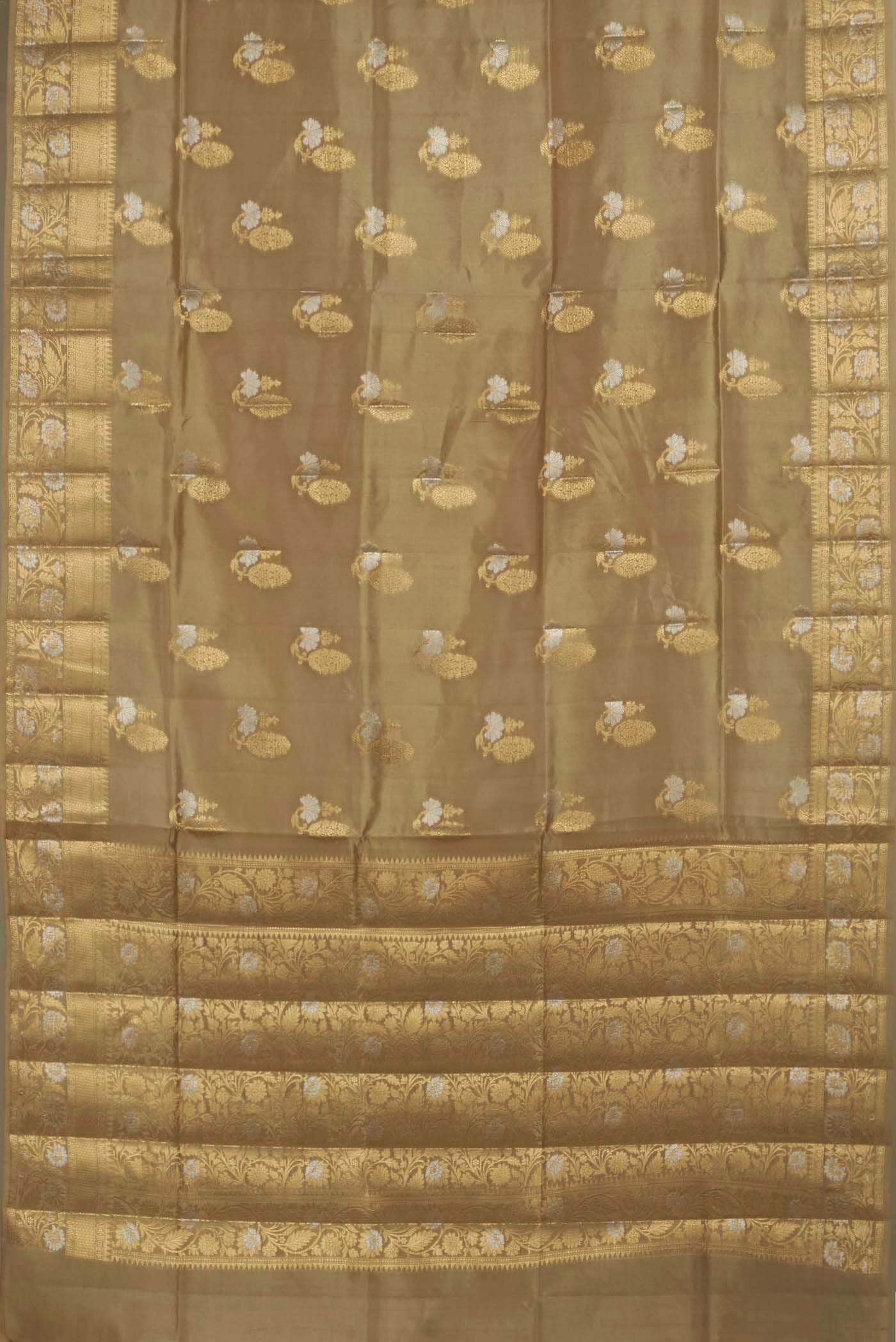 Beige Banarasi Tussar Silk Saree
