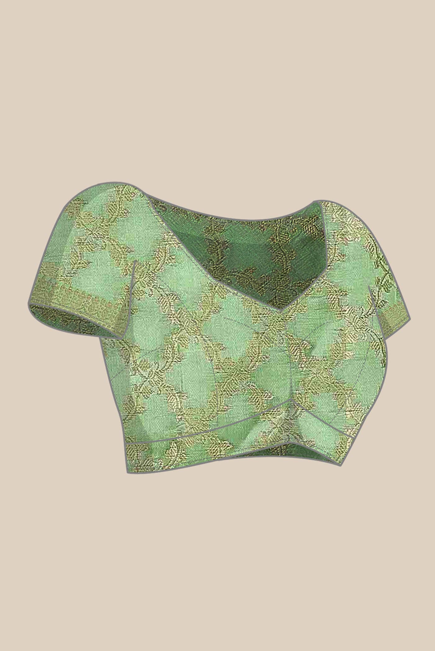 Green Banarasi Raw Silk Saree