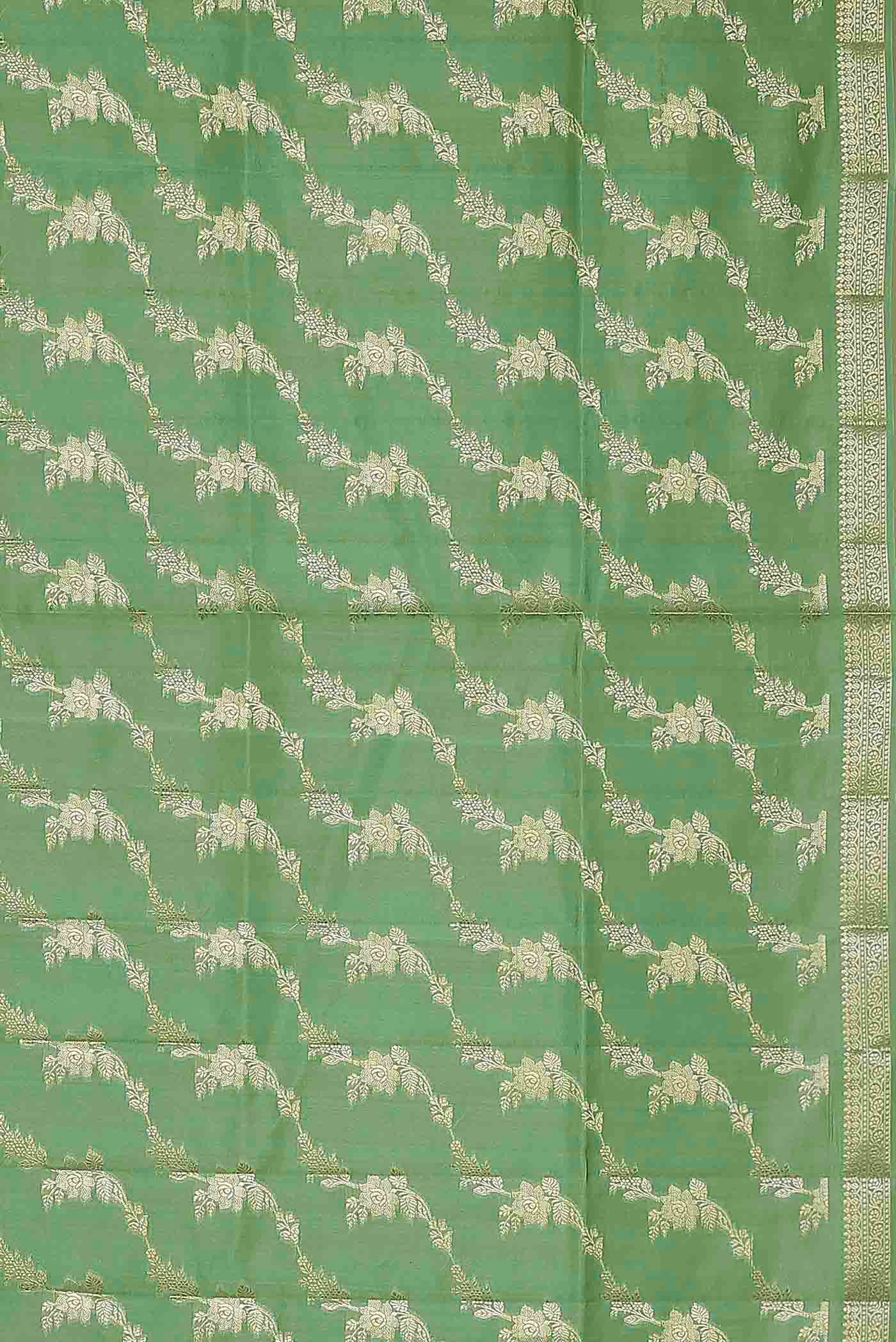 Green Banarasi Raw Silk Saree