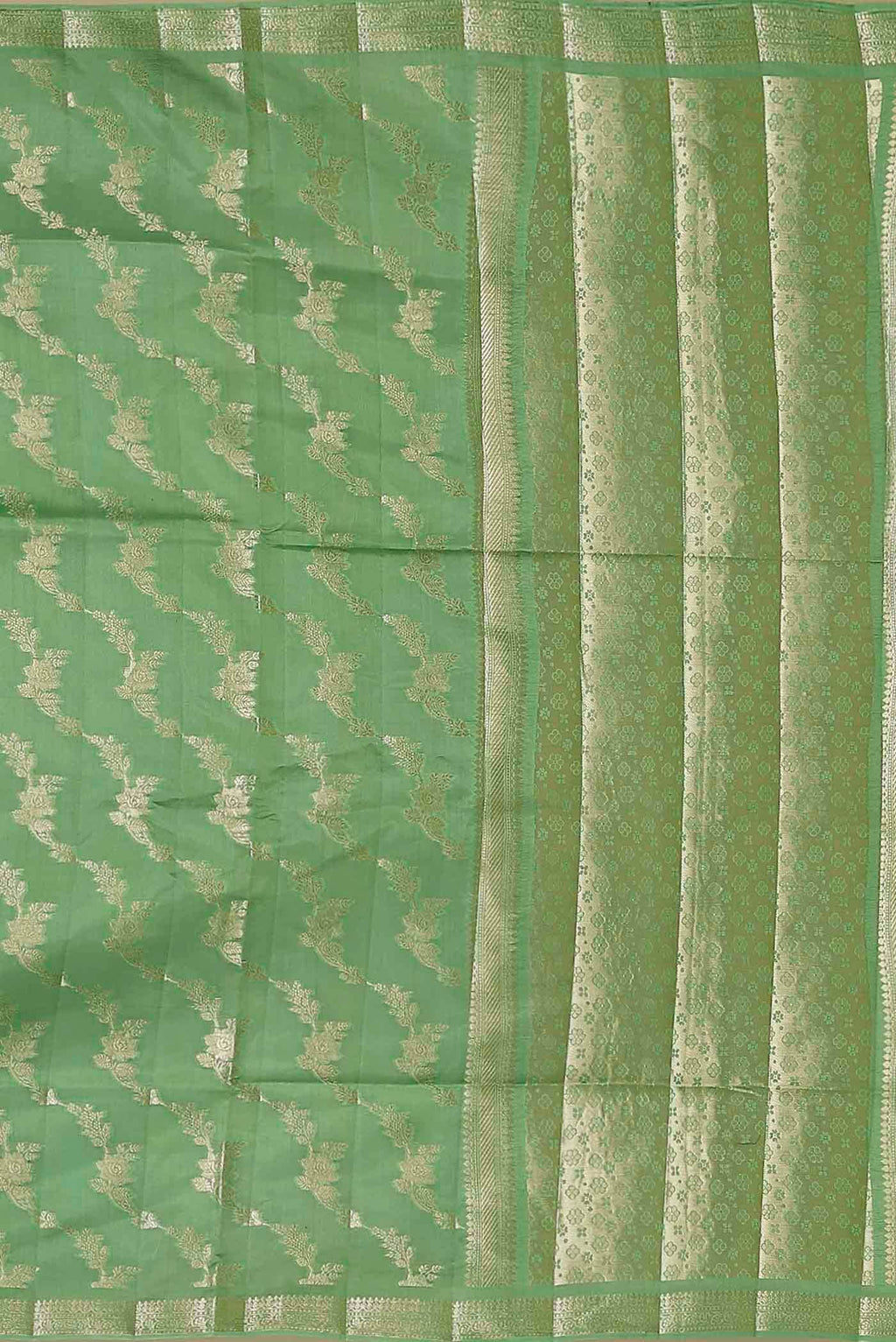 Green Banarasi Raw Silk Saree