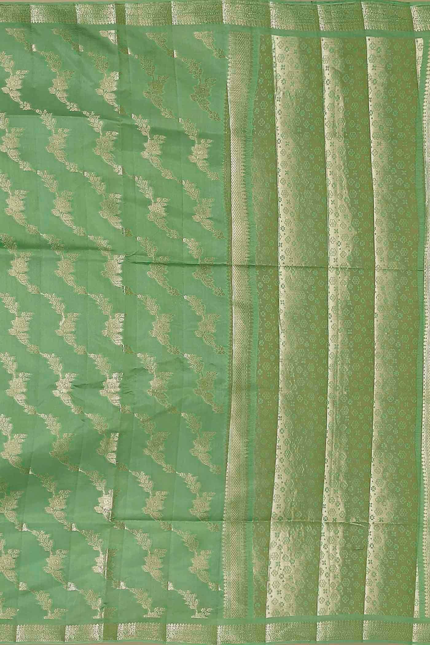 Green Banarasi Raw Silk Saree
