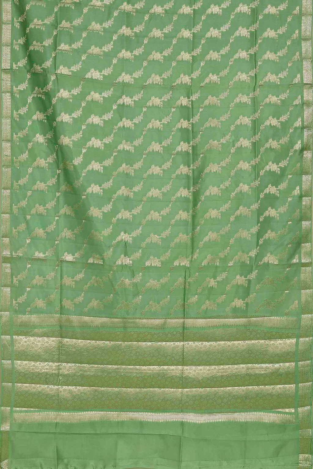 Green Banarasi Raw Silk Saree