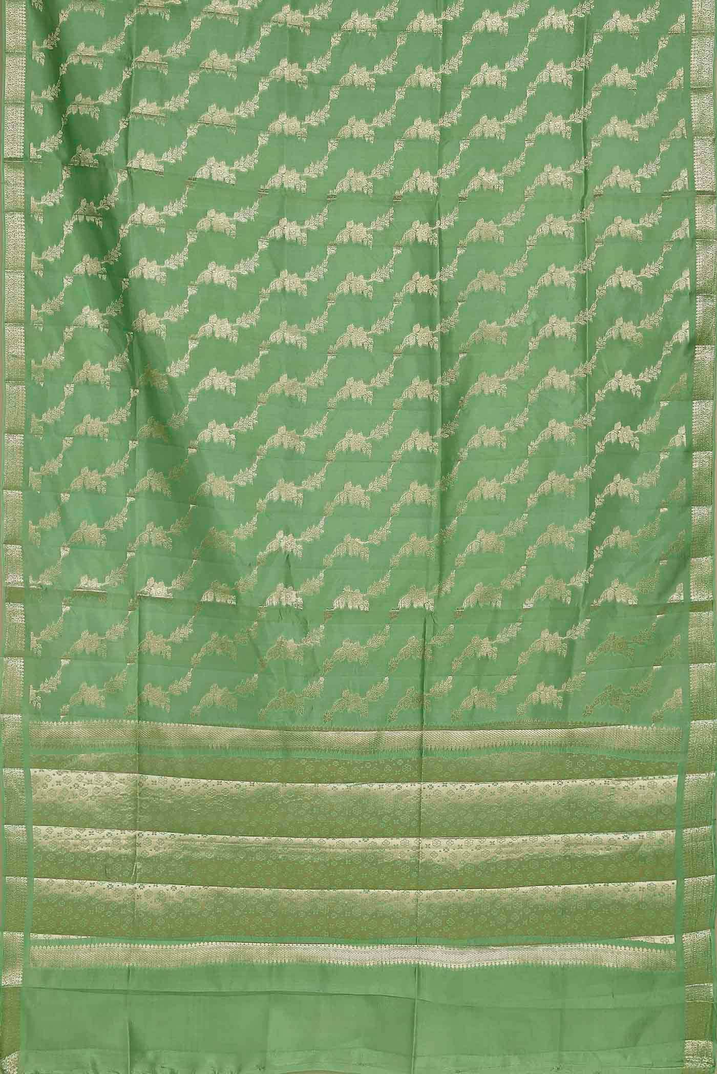 Green Banarasi Raw Silk Saree