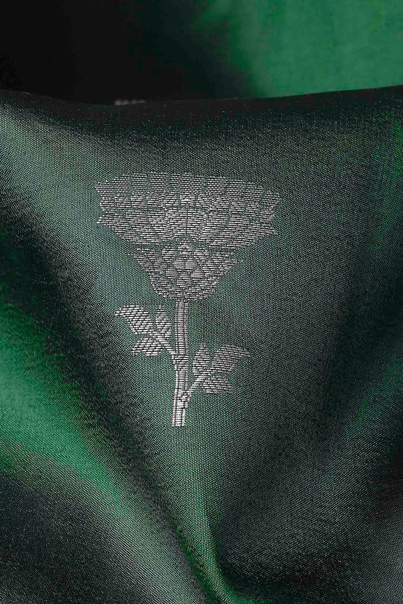 Green Banarasi Raw Silk Saree