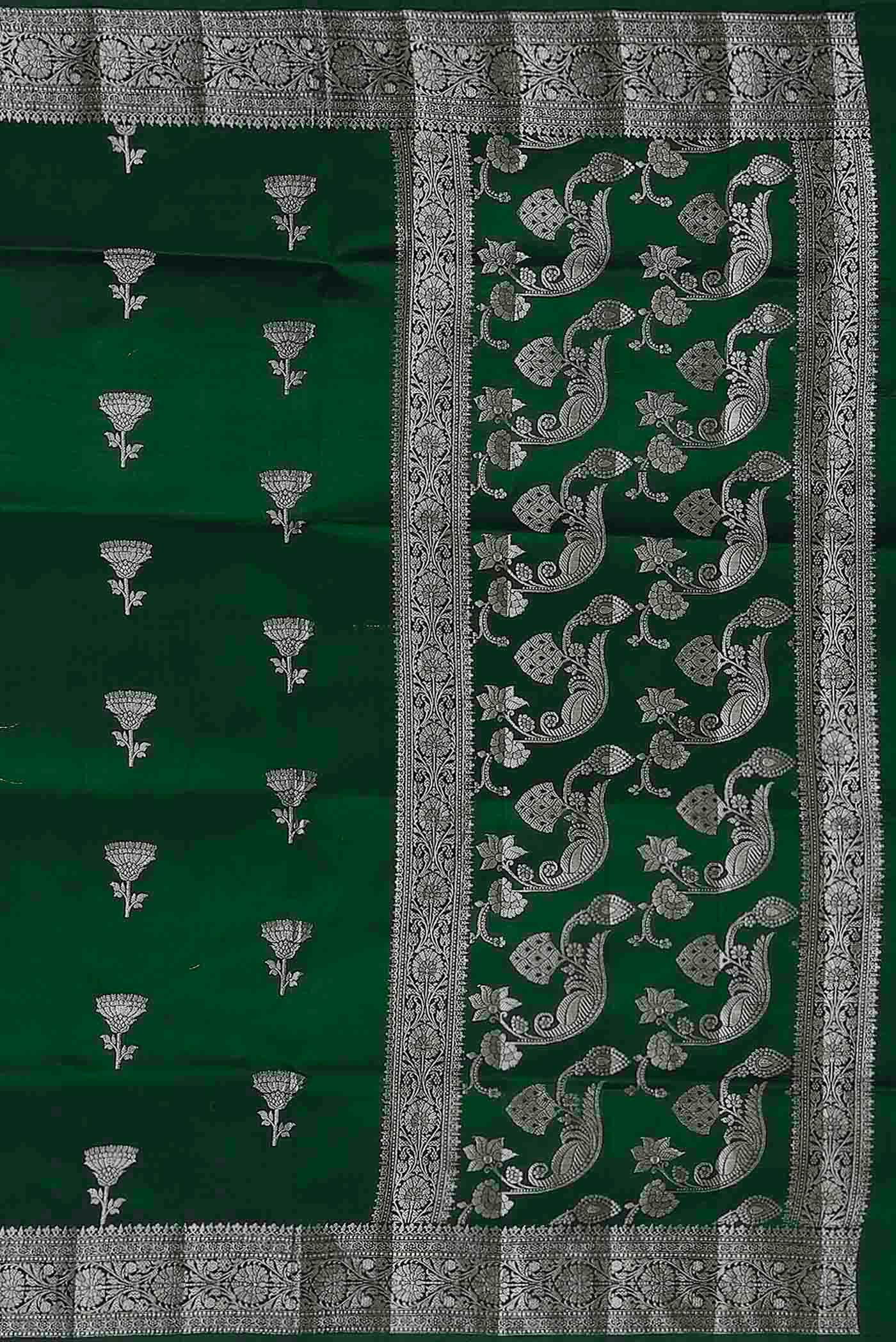Green Banarasi Raw Silk Saree