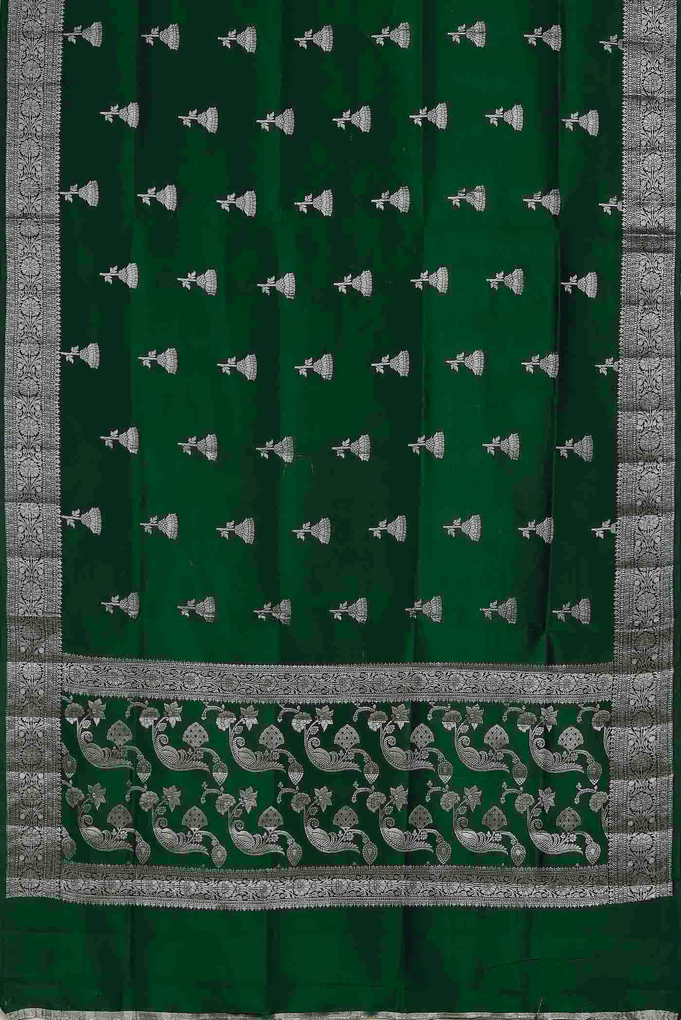 Green Banarasi Raw Silk Saree