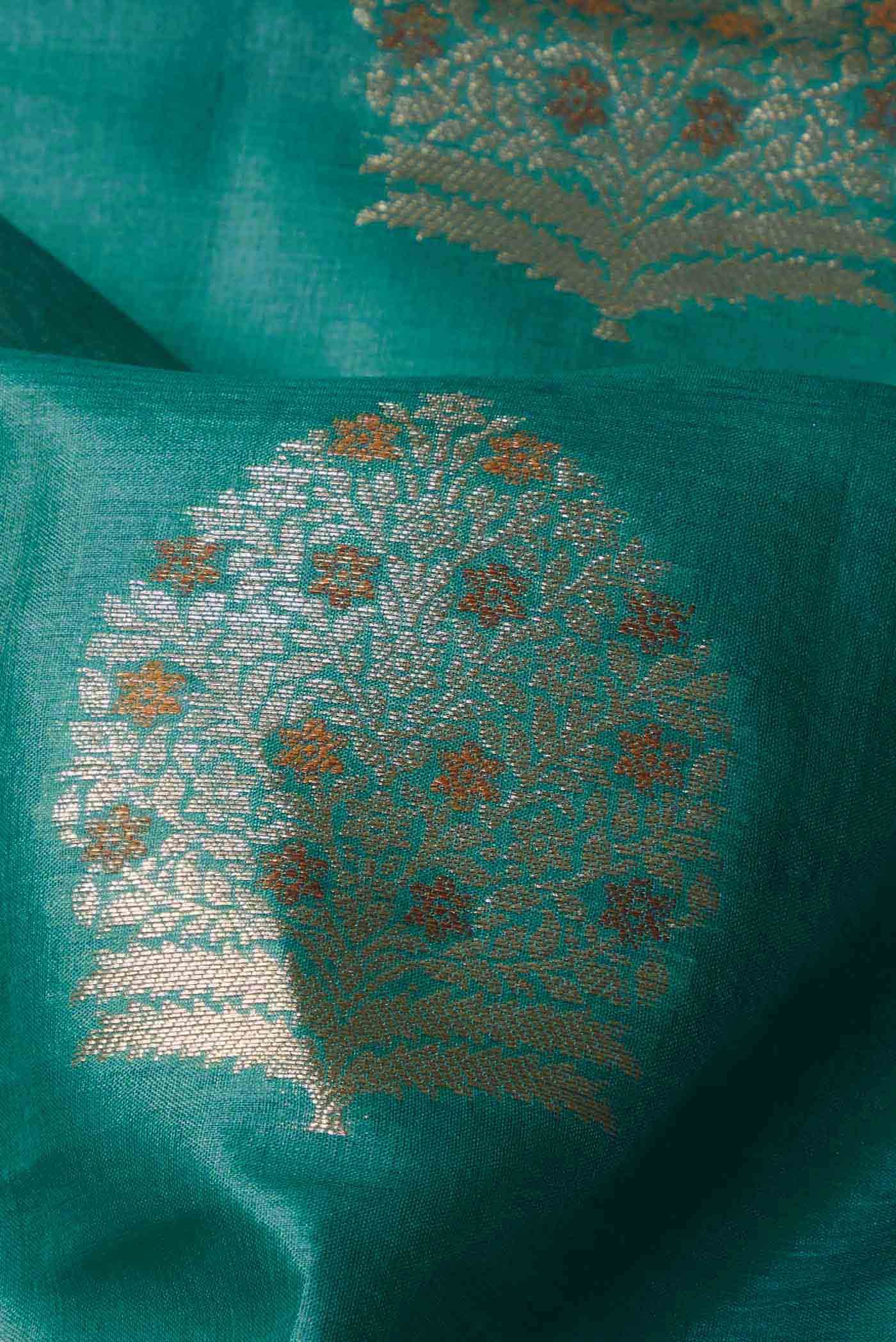Green Banarasi Tussar Silk Saree