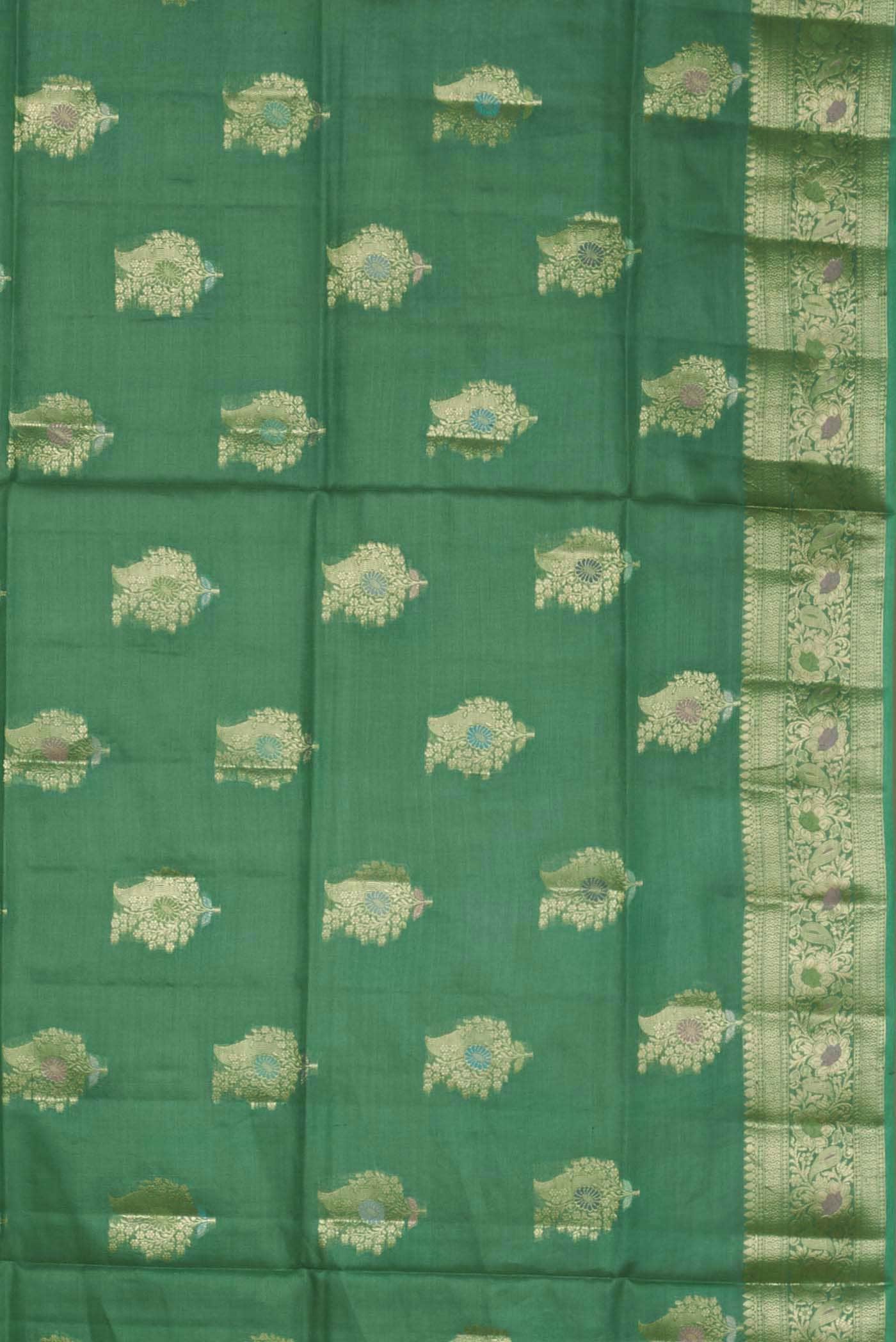 Green Banarasi Tussar Silk Saree