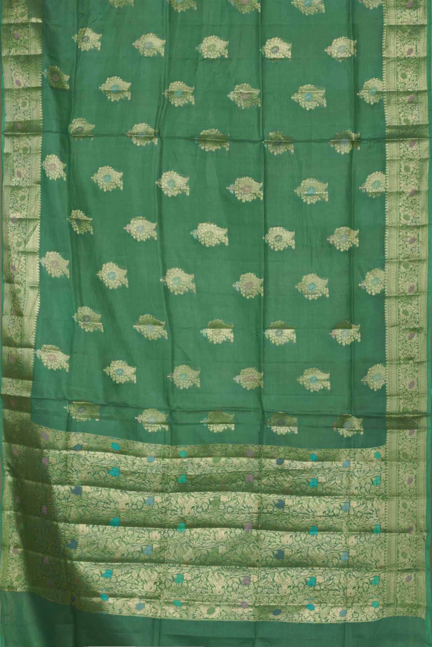 Green Banarasi Tussar Silk Saree