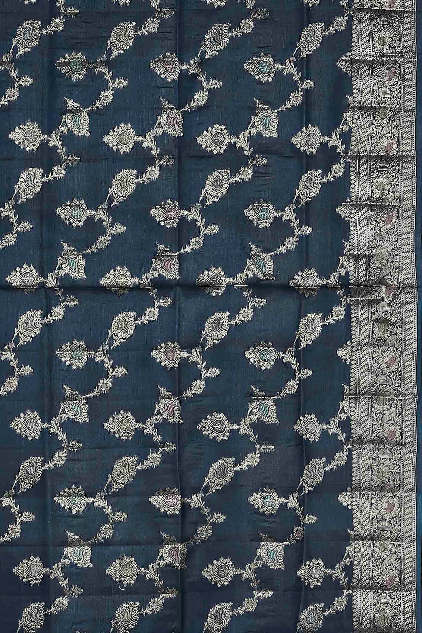 Blue Banarasi Tussar Silk Saree