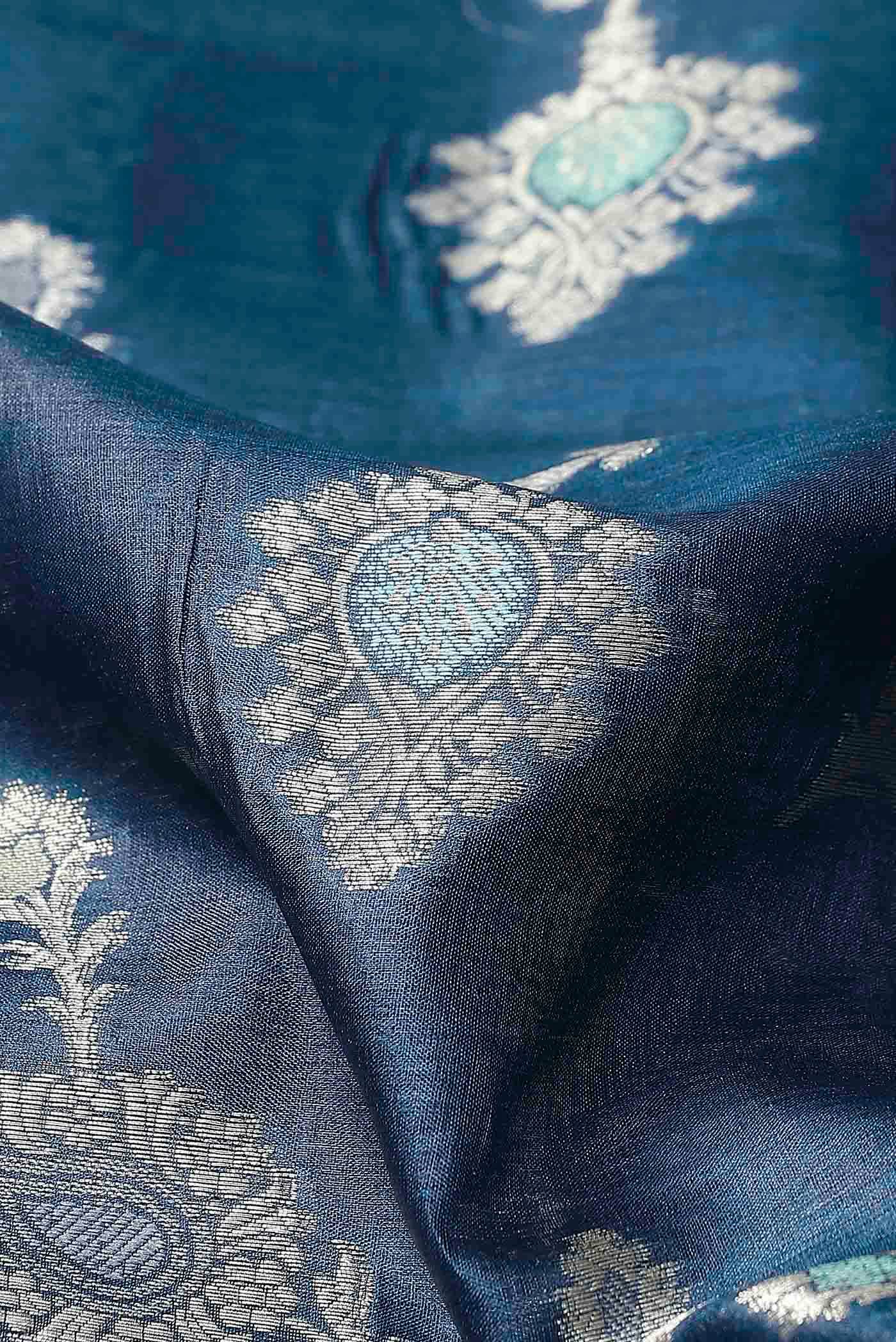 Blue Banarasi Tussar Silk Saree
