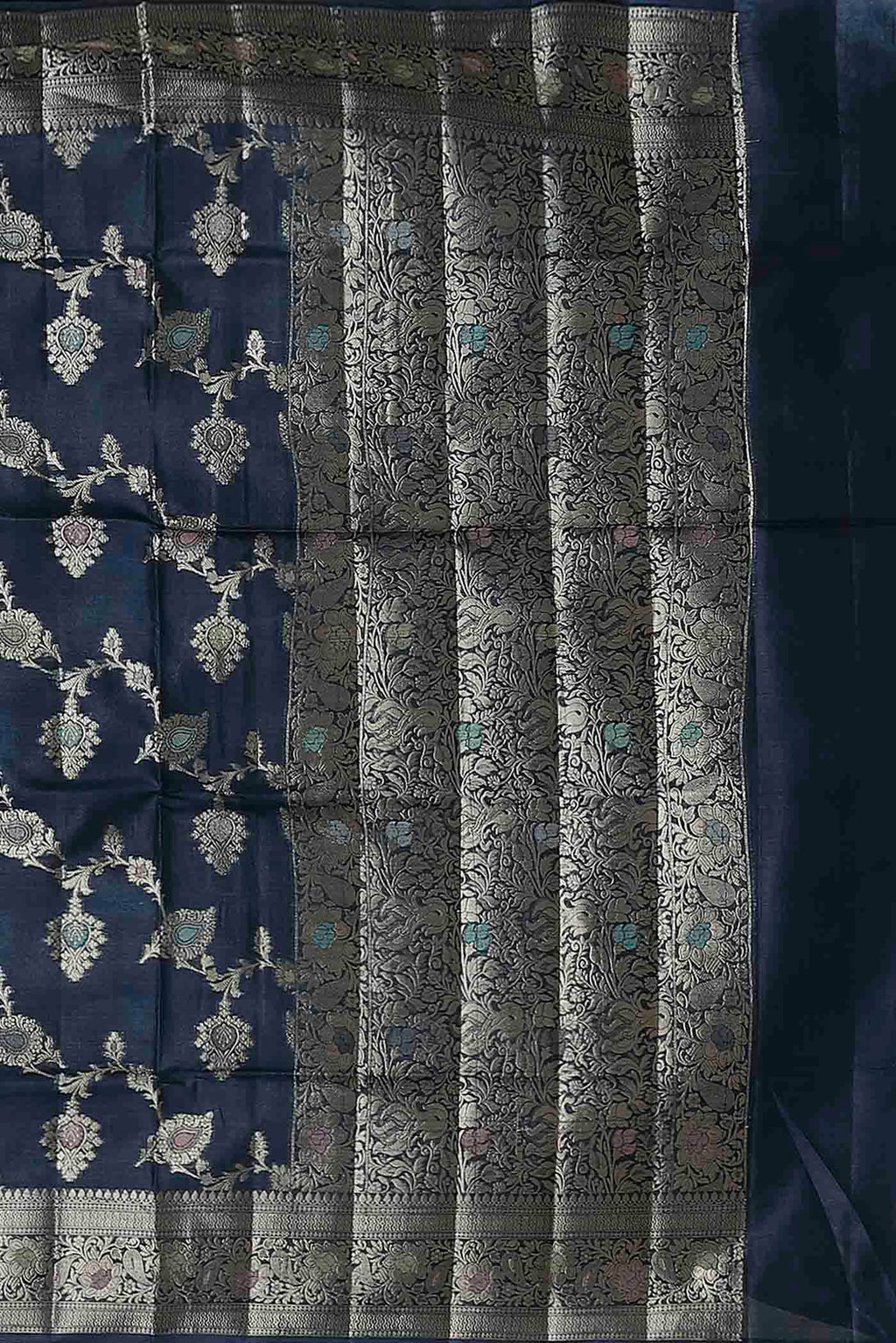 Blue Banarasi Tussar Silk Saree