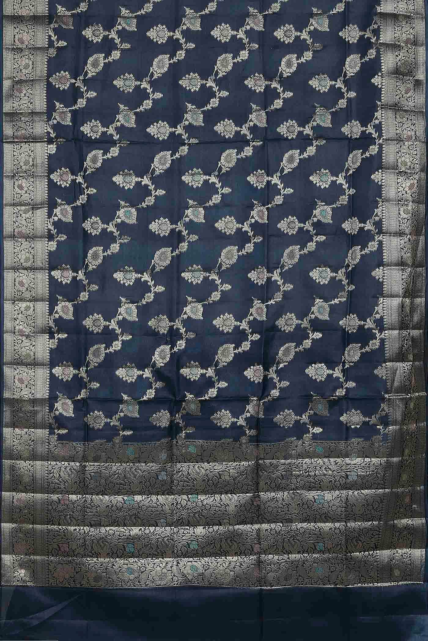 Blue Banarasi Tussar Silk Saree