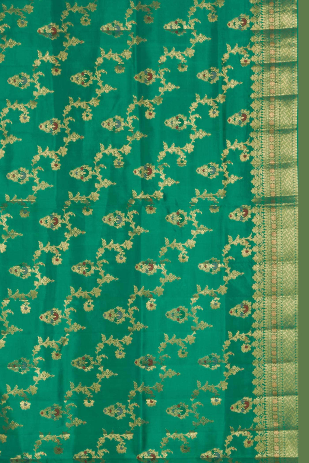 Green Banarasi Raw Silk Saree