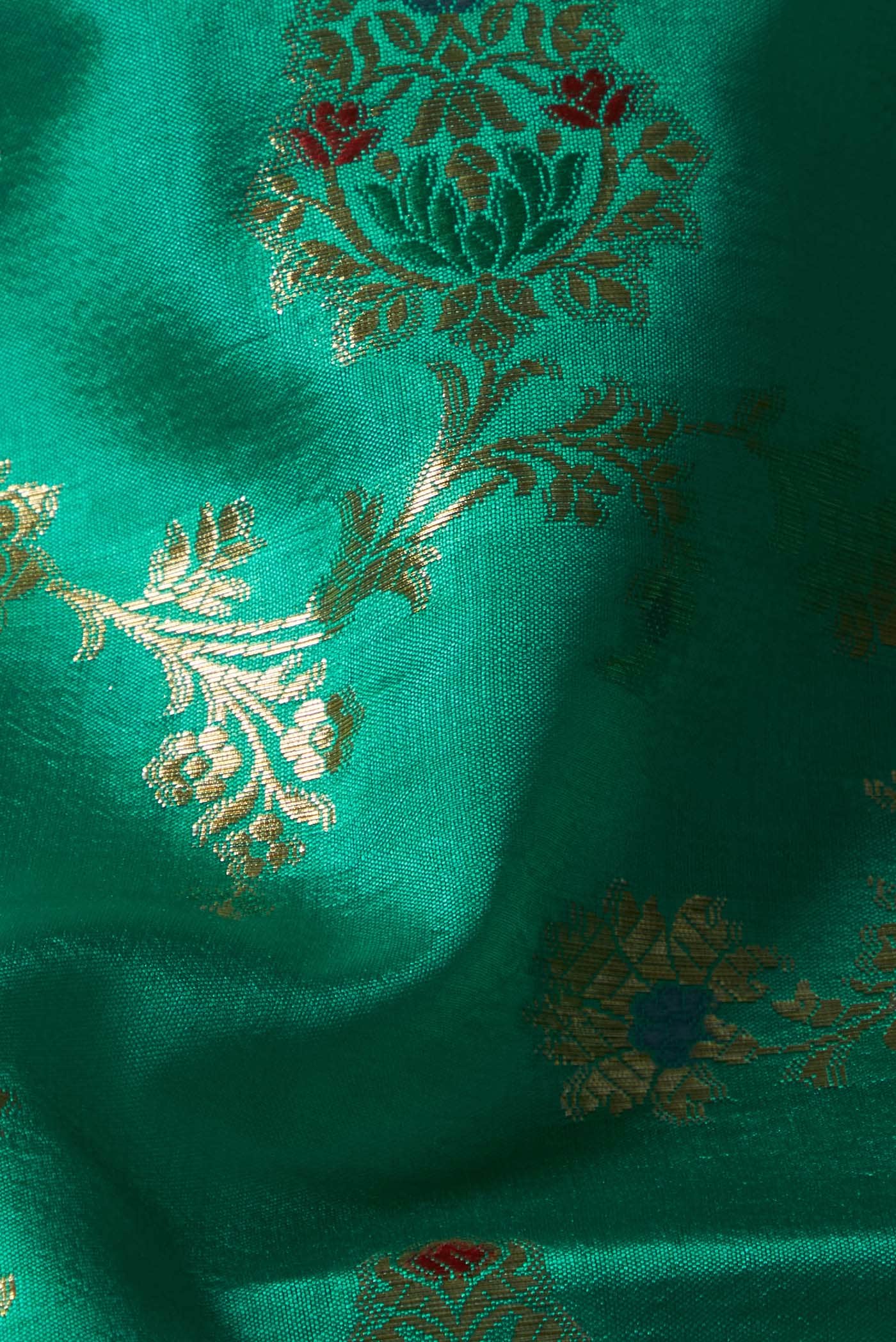 Green Banarasi Raw Silk Saree