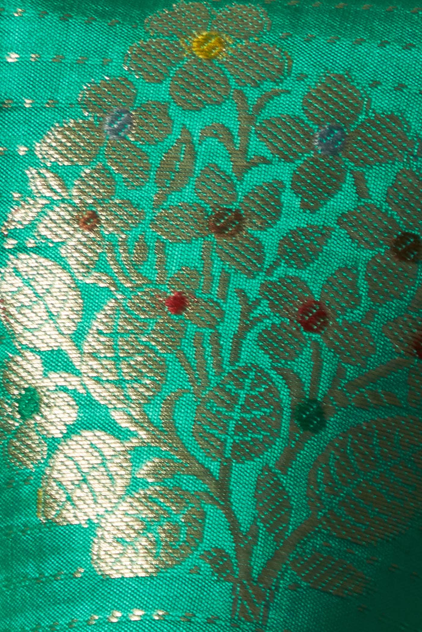 Green Banarasi Raw Silk Saree