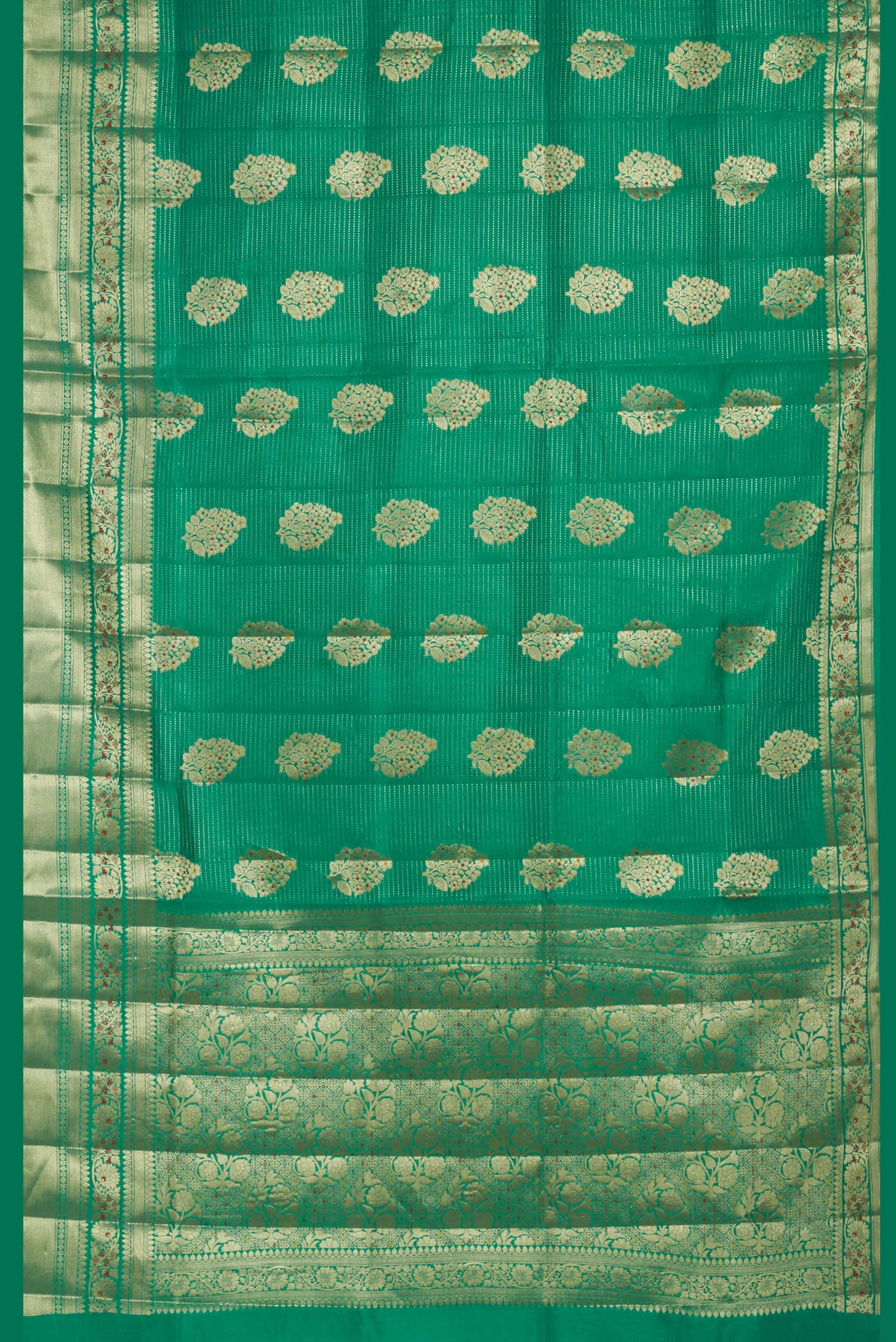 Green Banarasi Raw Silk Saree