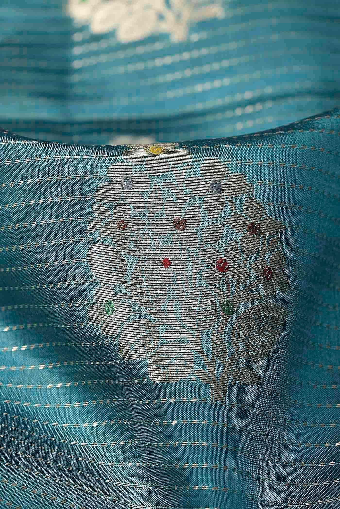 Blue Banarasi Raw Silk Saree