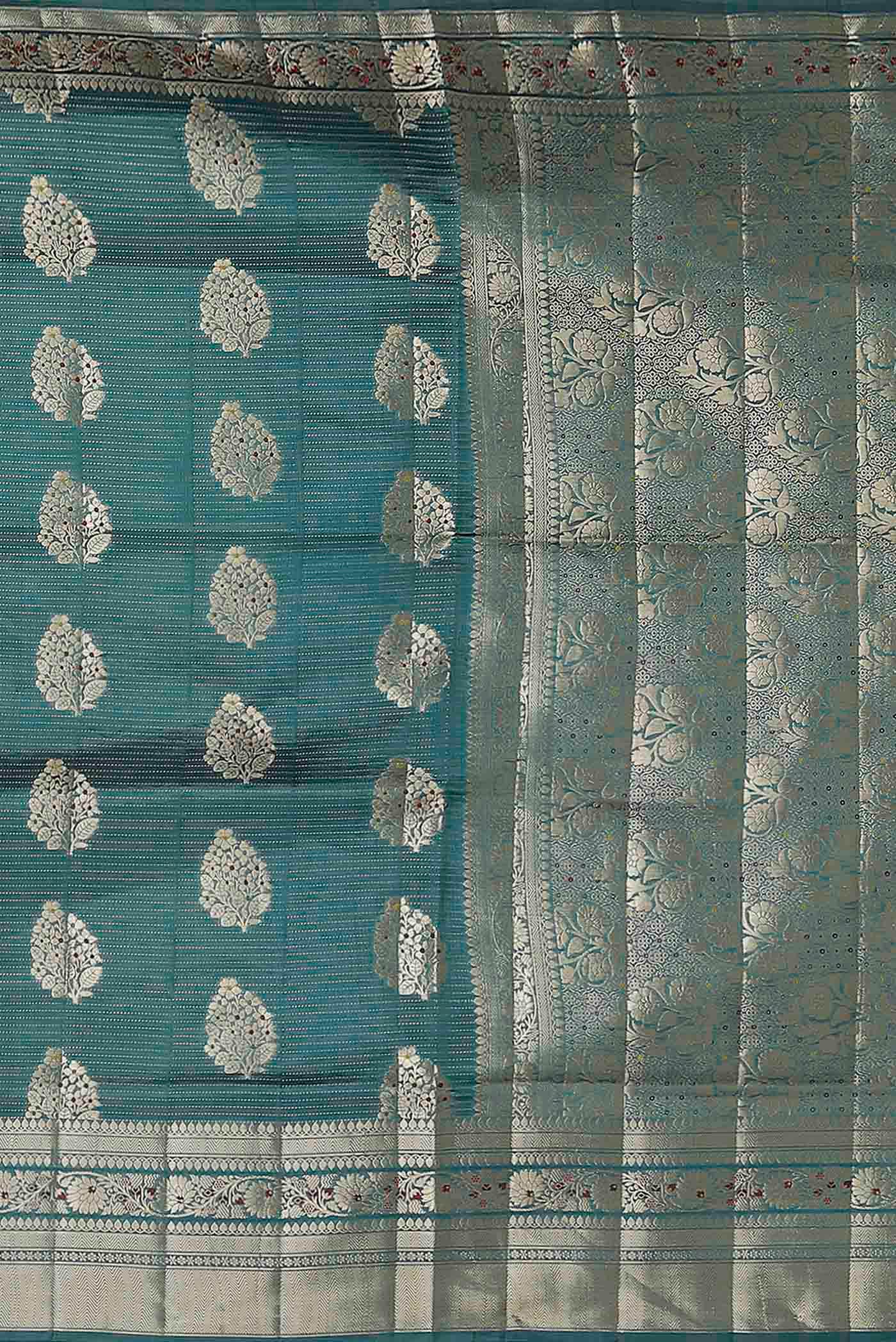 Blue Banarasi Raw Silk Saree