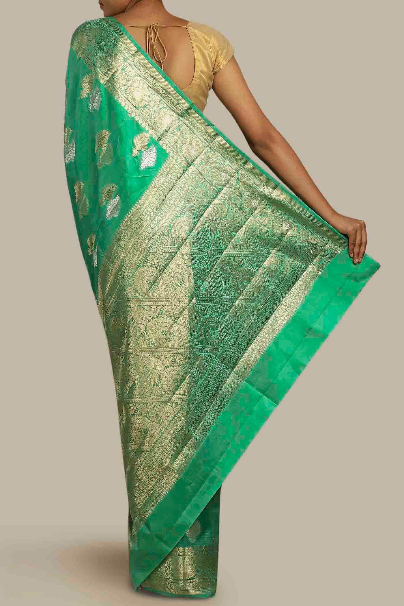 Green Banarasi Tussar Silk Saree