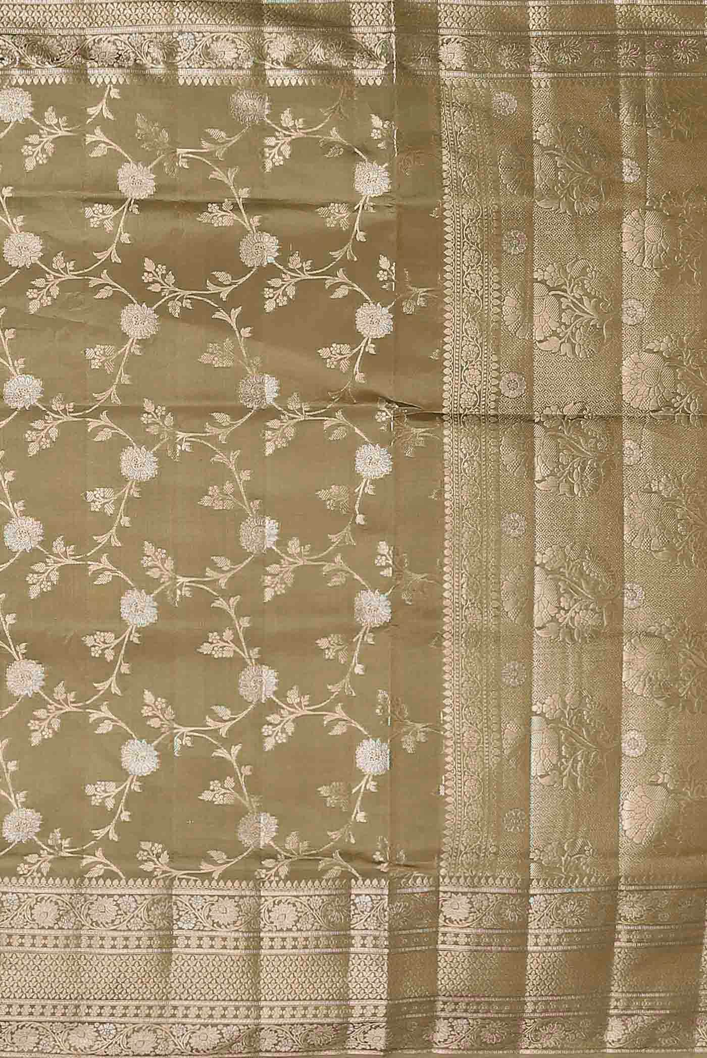 Beige Banarasi Raw Silk Saree