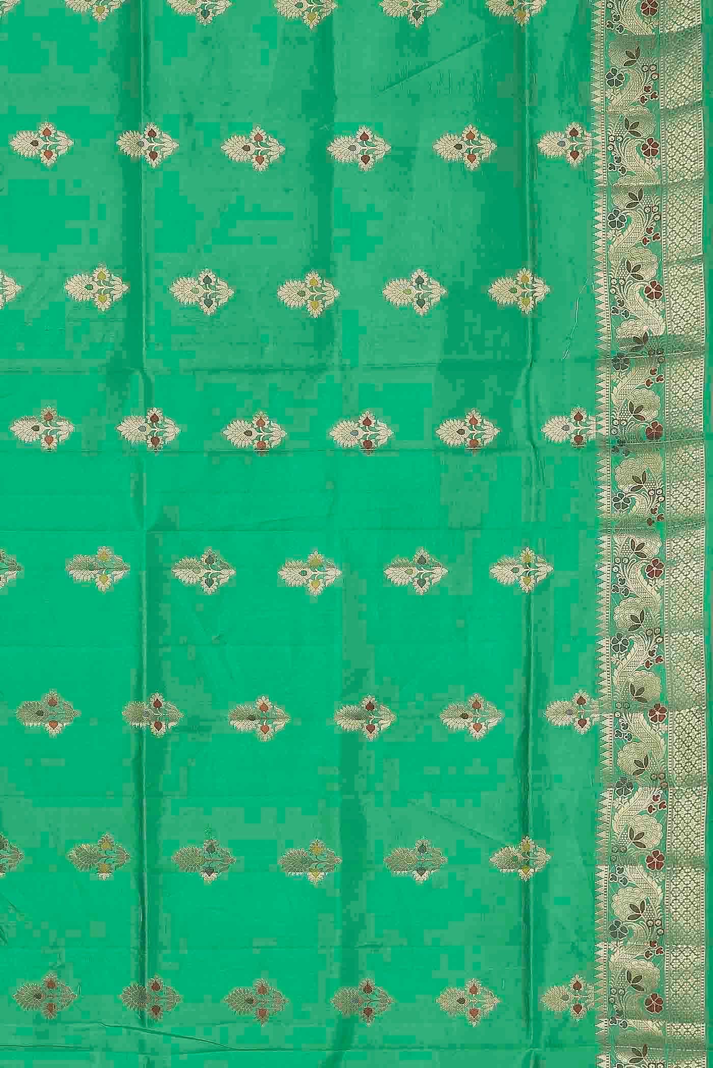 Green Banarasi Raw Silk Saree